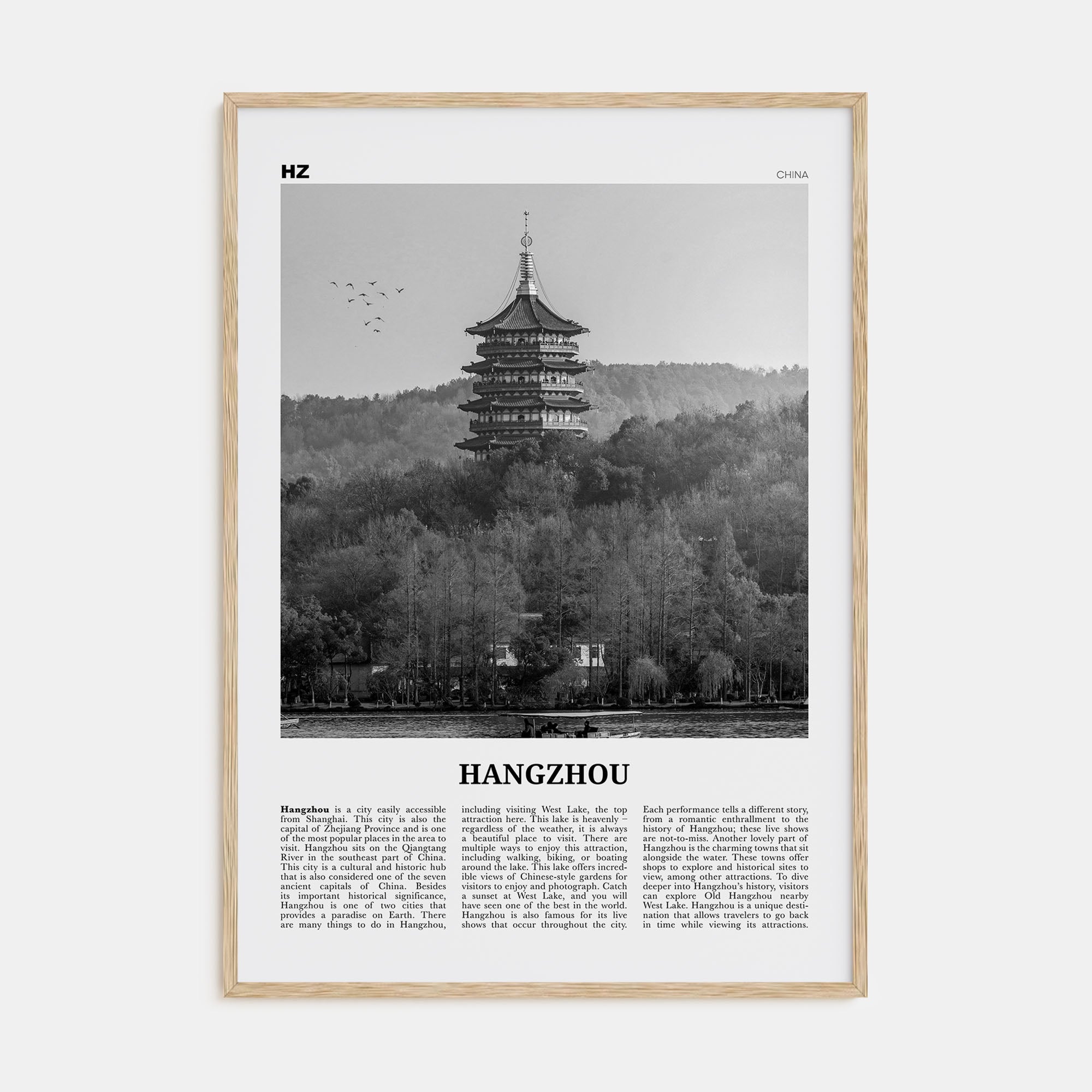 Hangzhou Travel B&W Poster