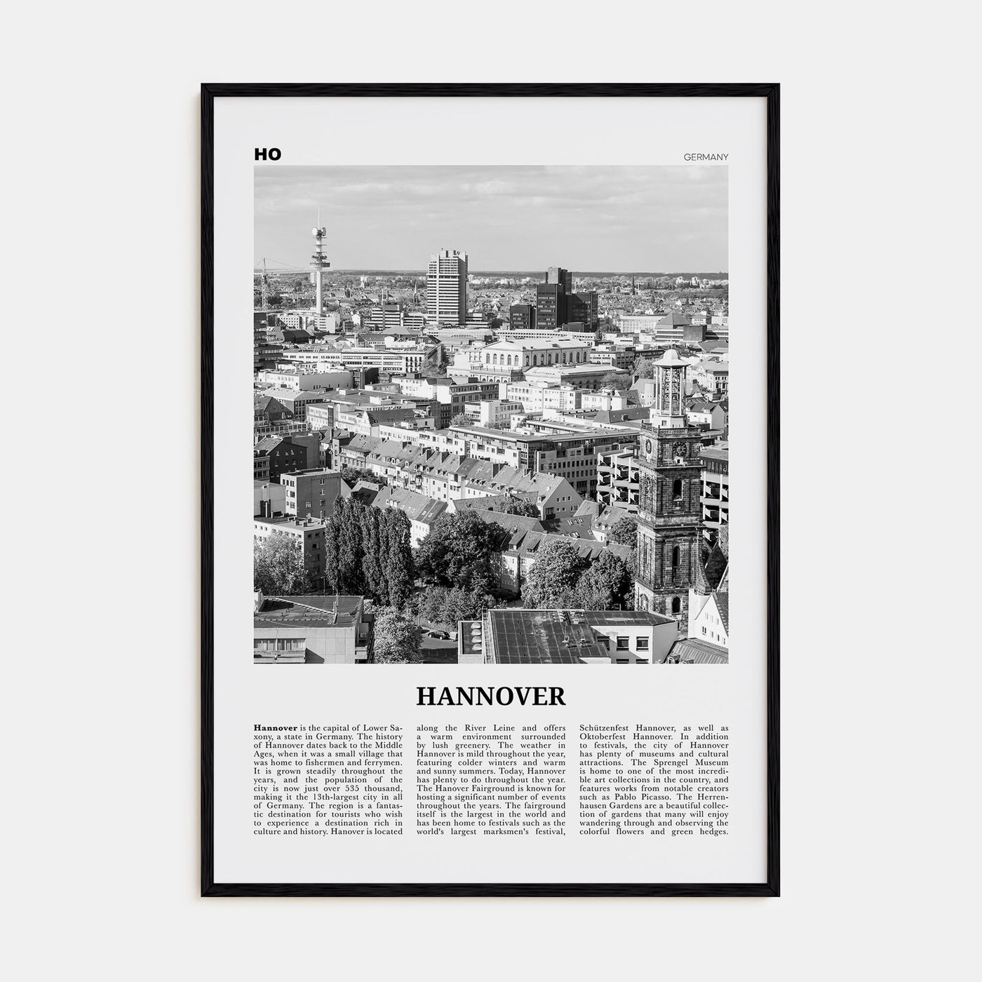 Hannover Travel B&W Poster