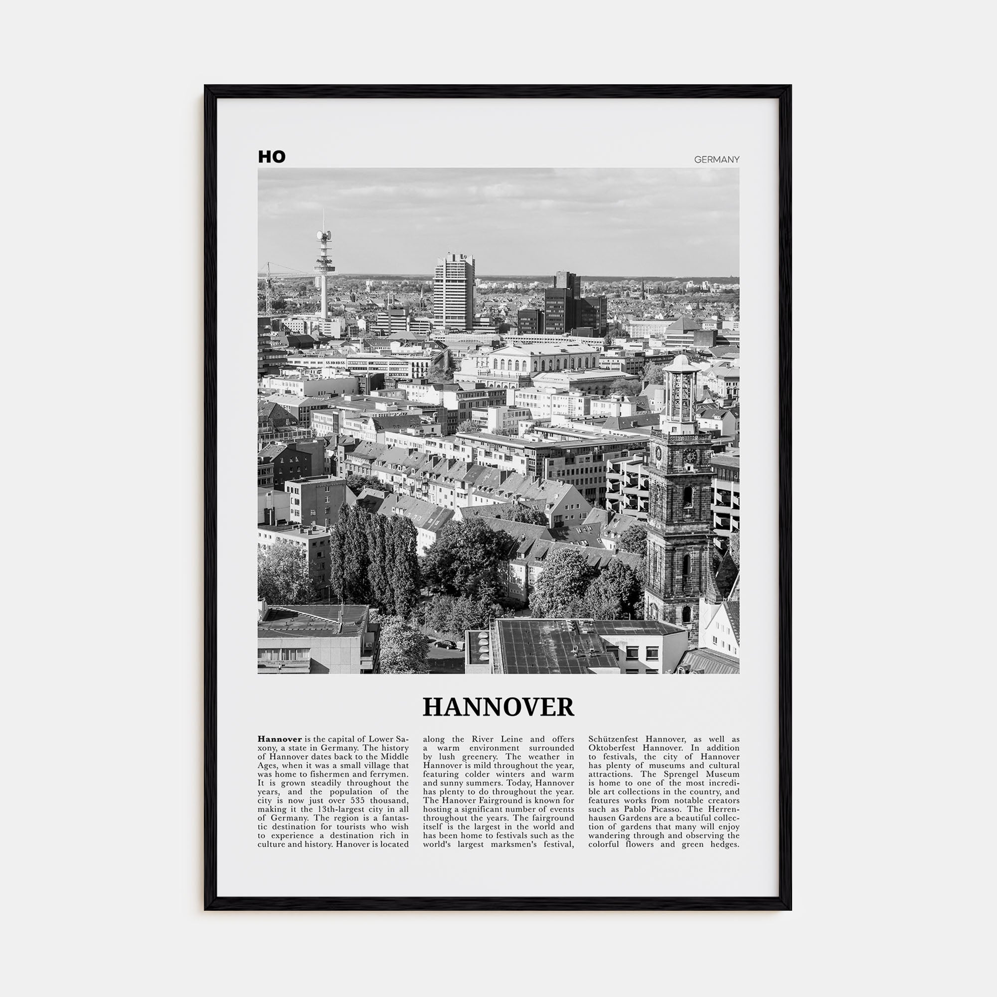 Hannover Travel B&W Poster