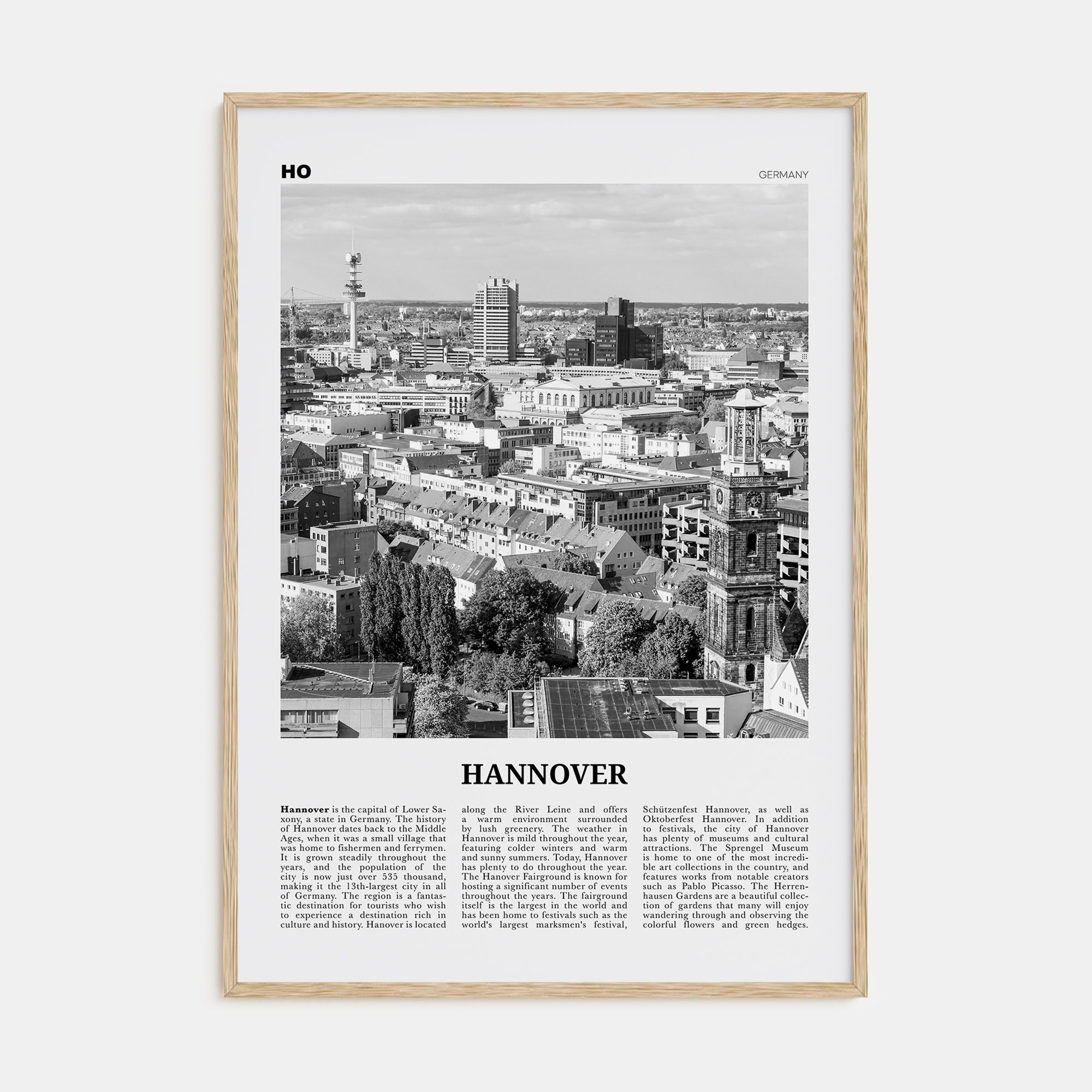 Hannover Travel B&W Poster