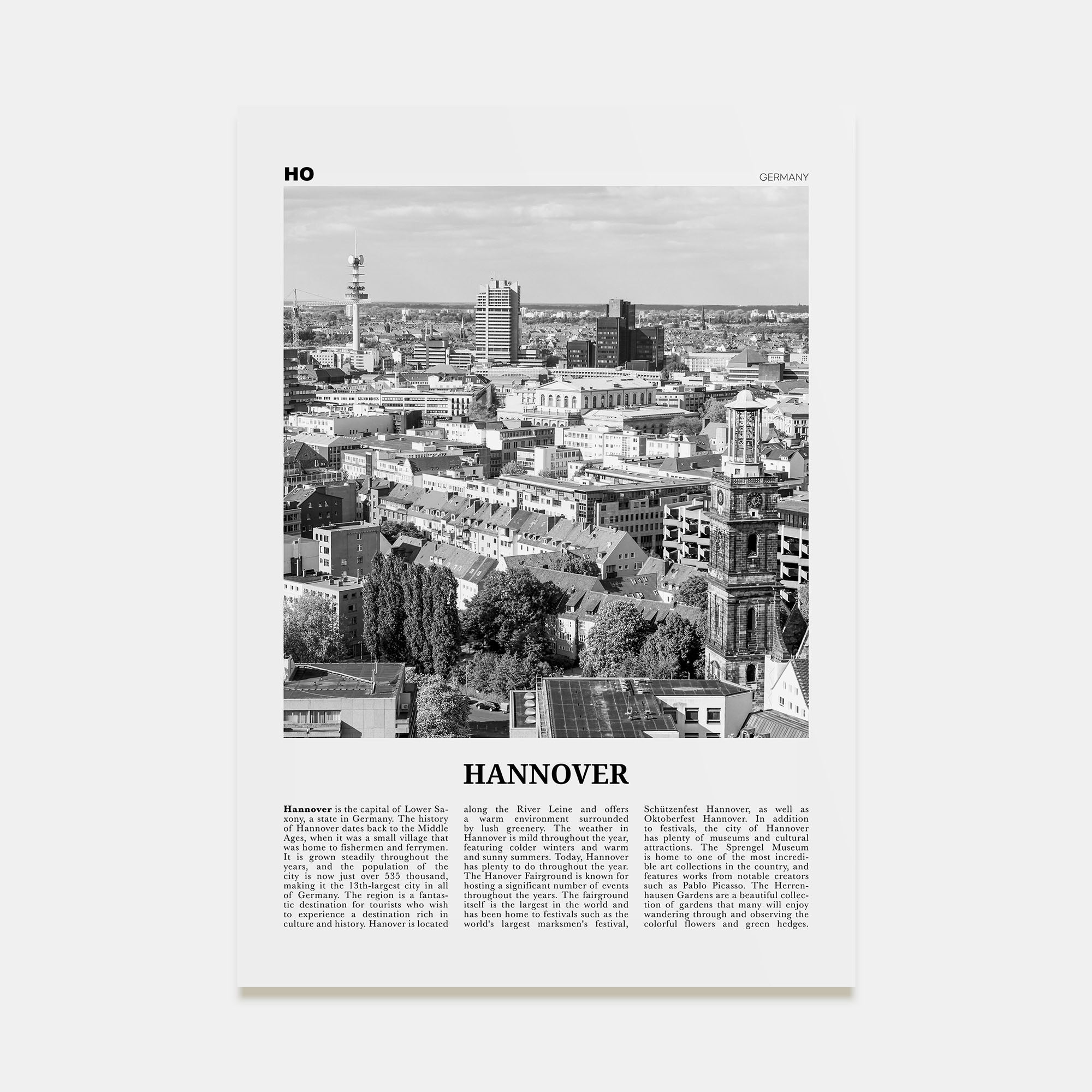Hannover Travel B&W Poster