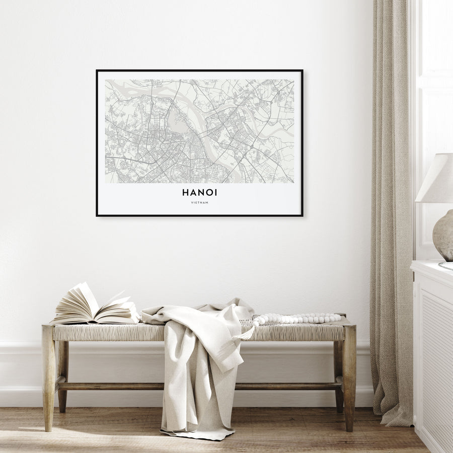 Hanoi Map Landscape Poster