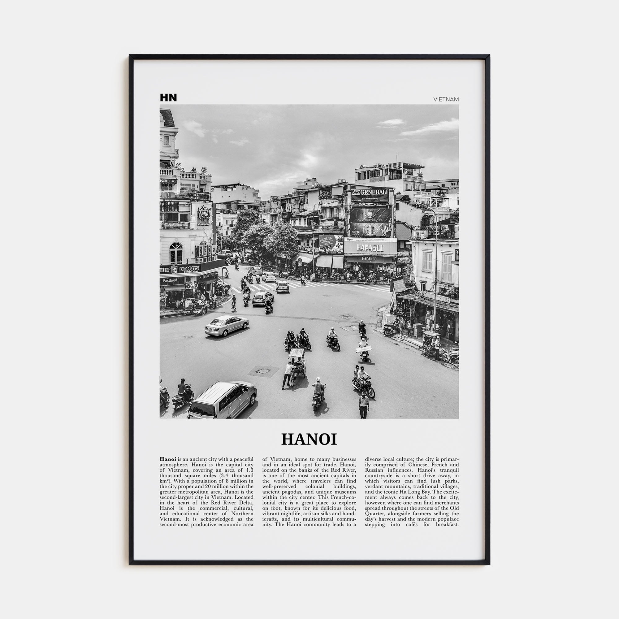 Hanoi Travel B&W No 1 Poster