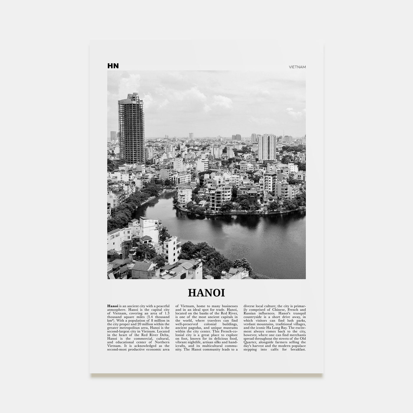 Hanoi Travel B&W No 2 Poster
