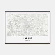 Harare Map Landscape Poster
