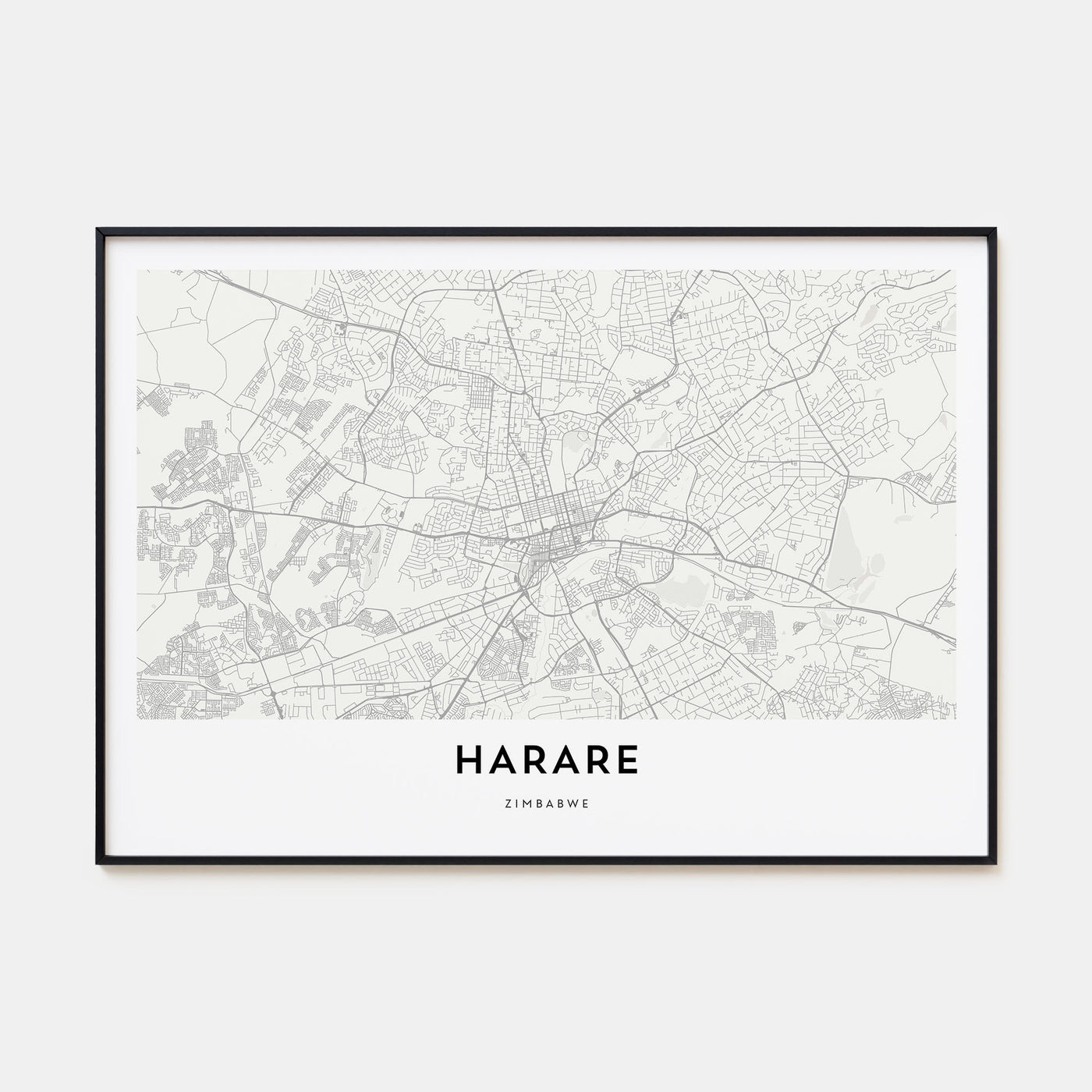 Harare Map Landscape Poster