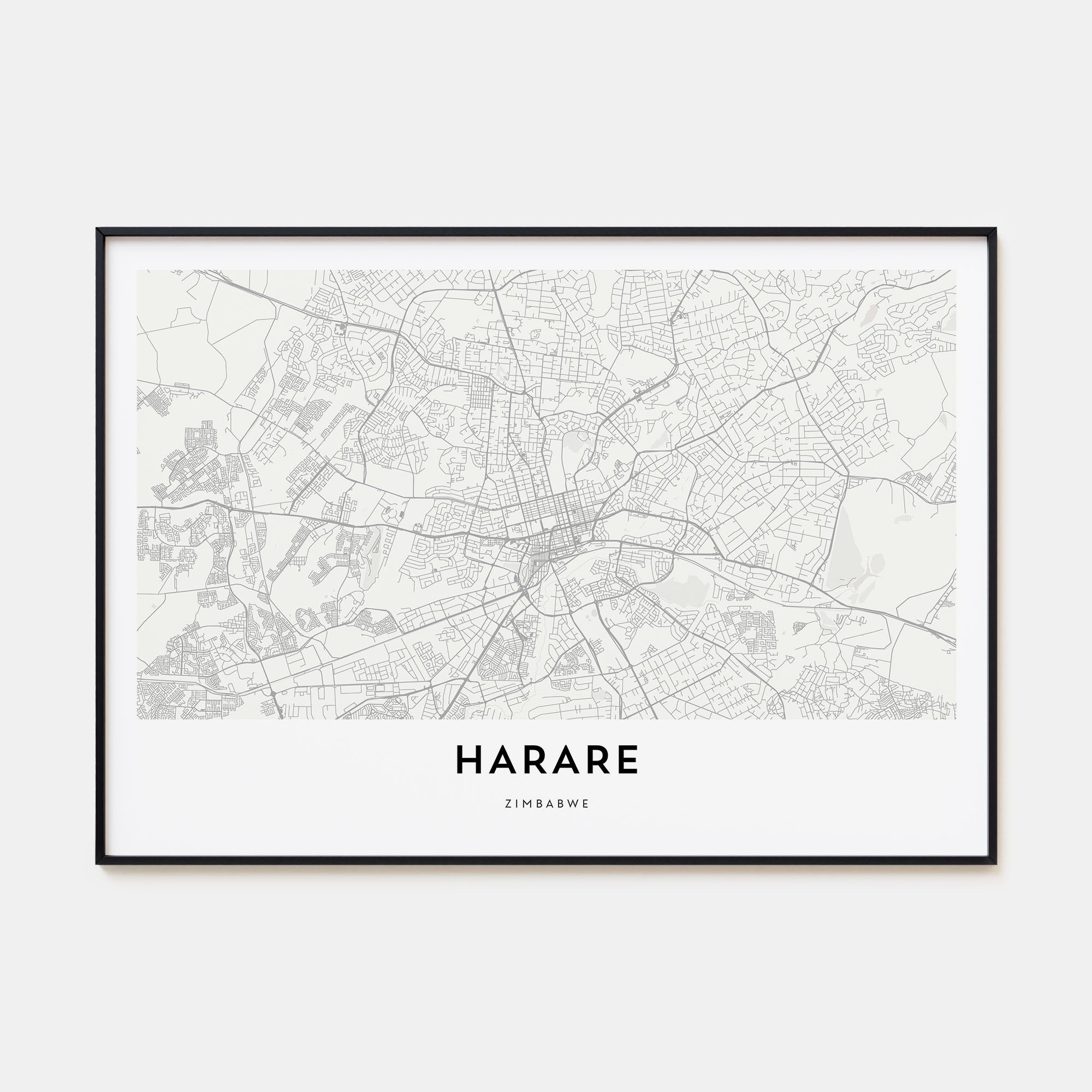 Harare Map Landscape Poster