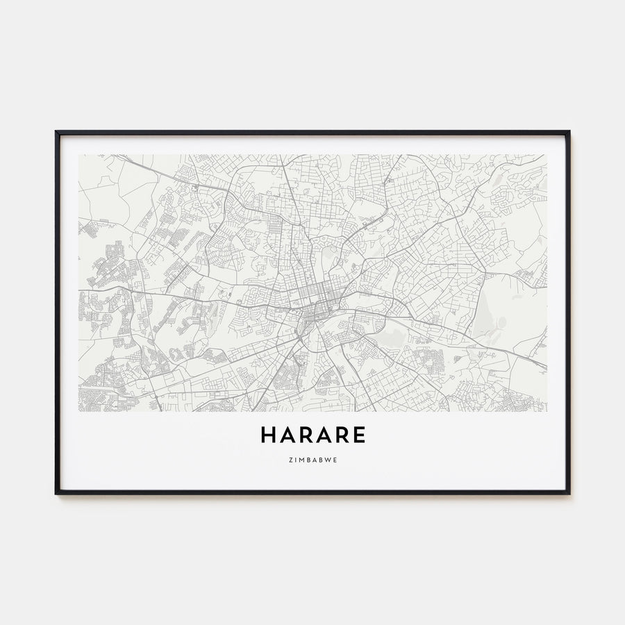 Harare Map Landscape Poster