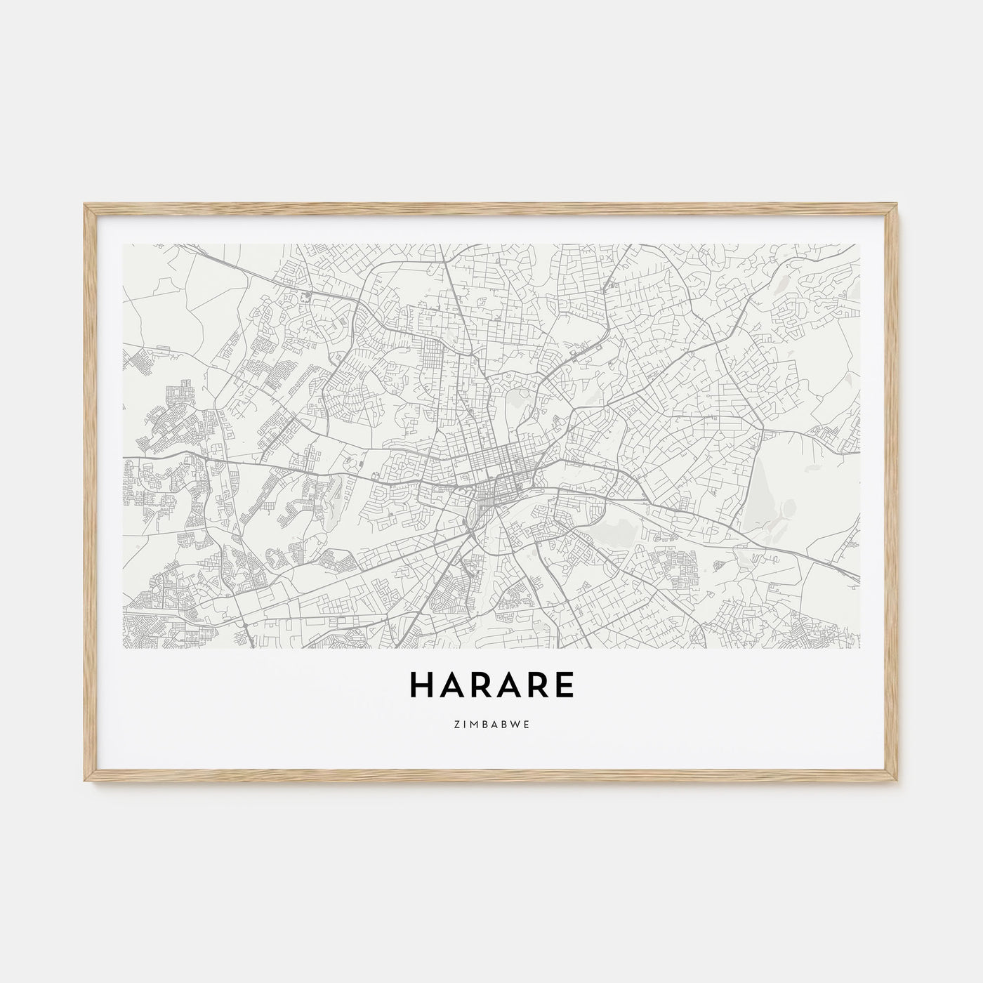 Harare Map Landscape Poster
