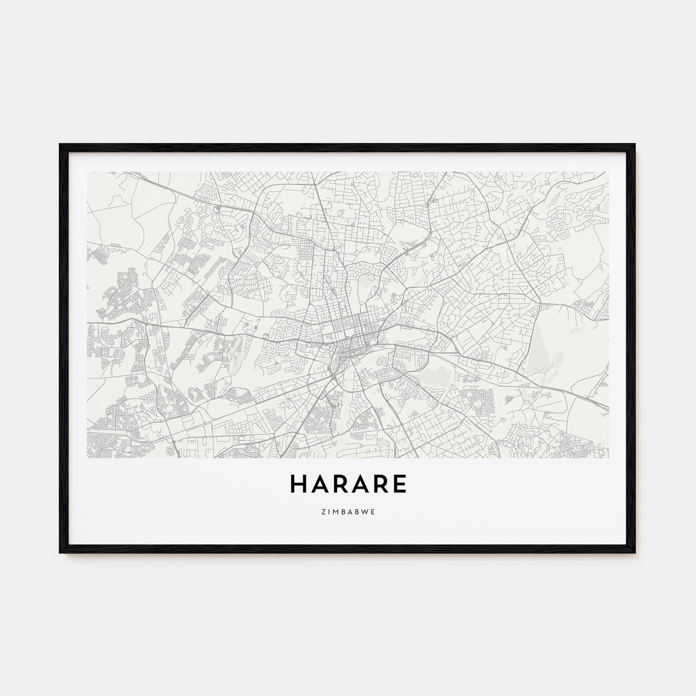 Harare Map Landscape Poster