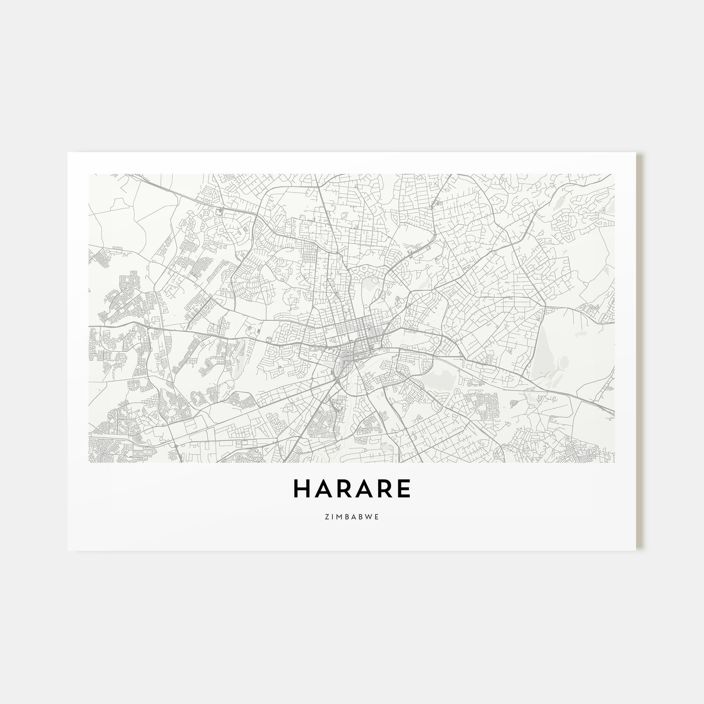 Harare Map Landscape Poster