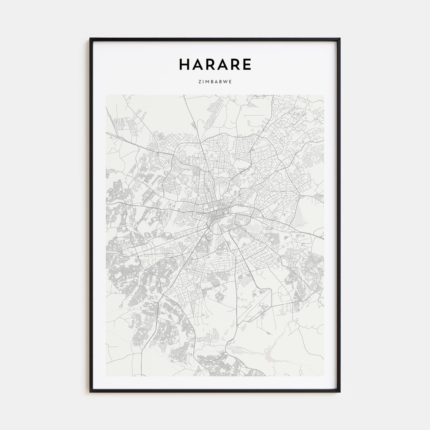 Harare Map Portrait Poster
