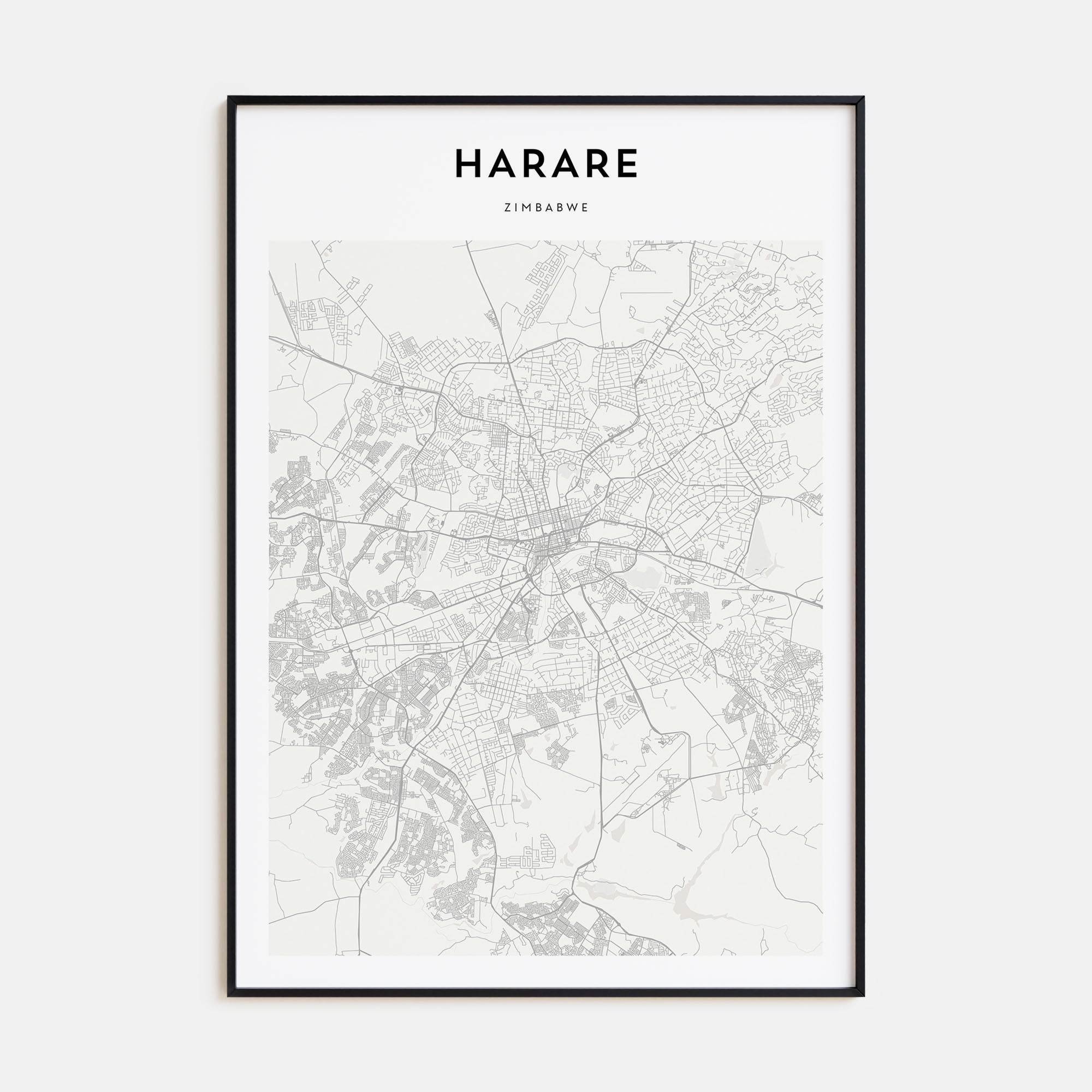 Harare Map Portrait Poster