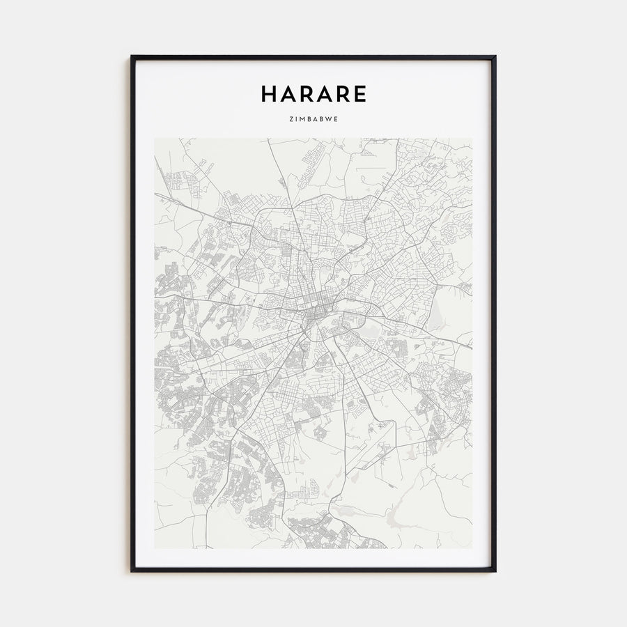 Harare Map Portrait Poster