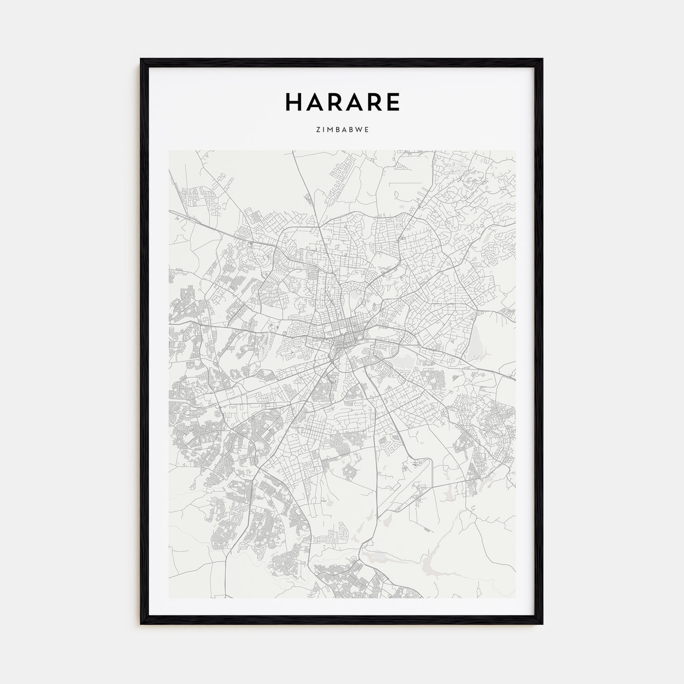 Harare Map Portrait Poster