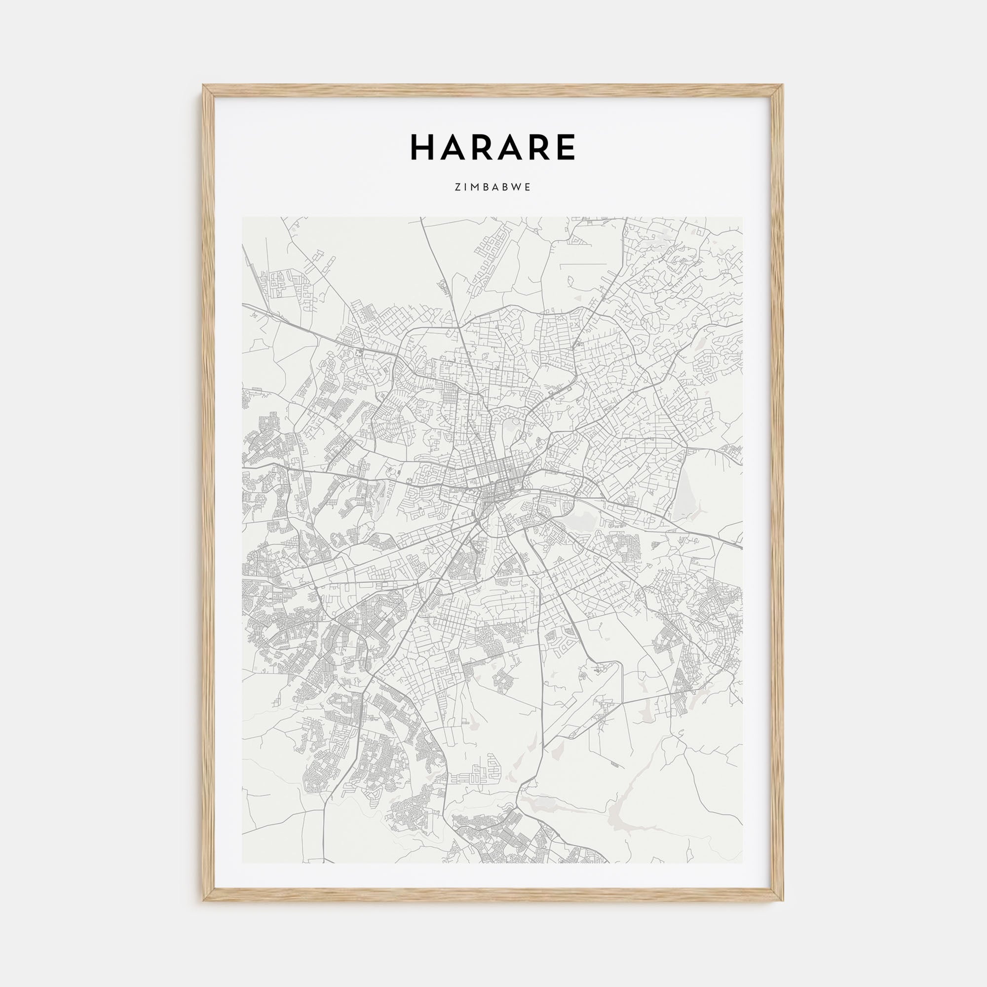 Harare Map Portrait Poster