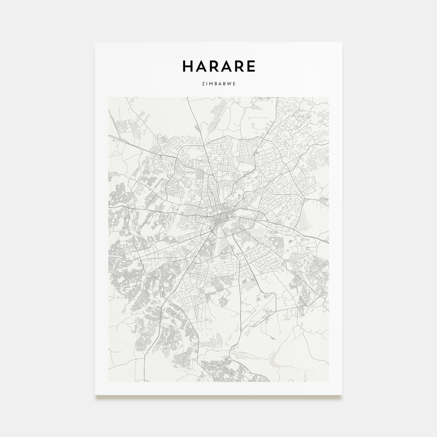 Harare Map Portrait Poster