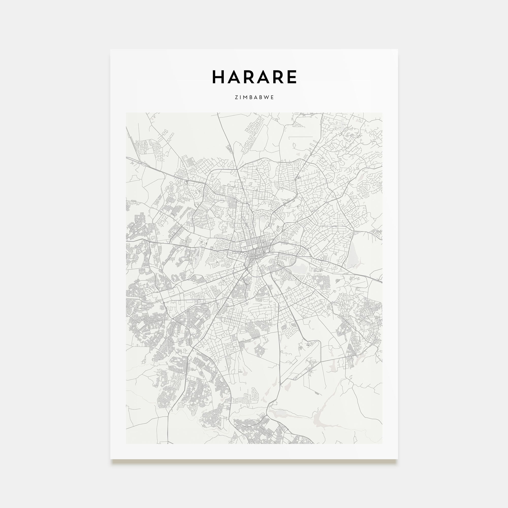Harare Map Portrait Poster