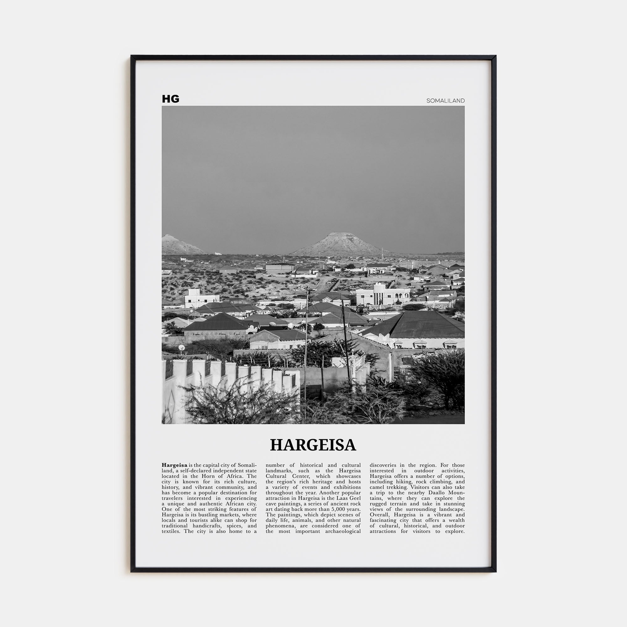 Hargeisa Travel B&W Poster