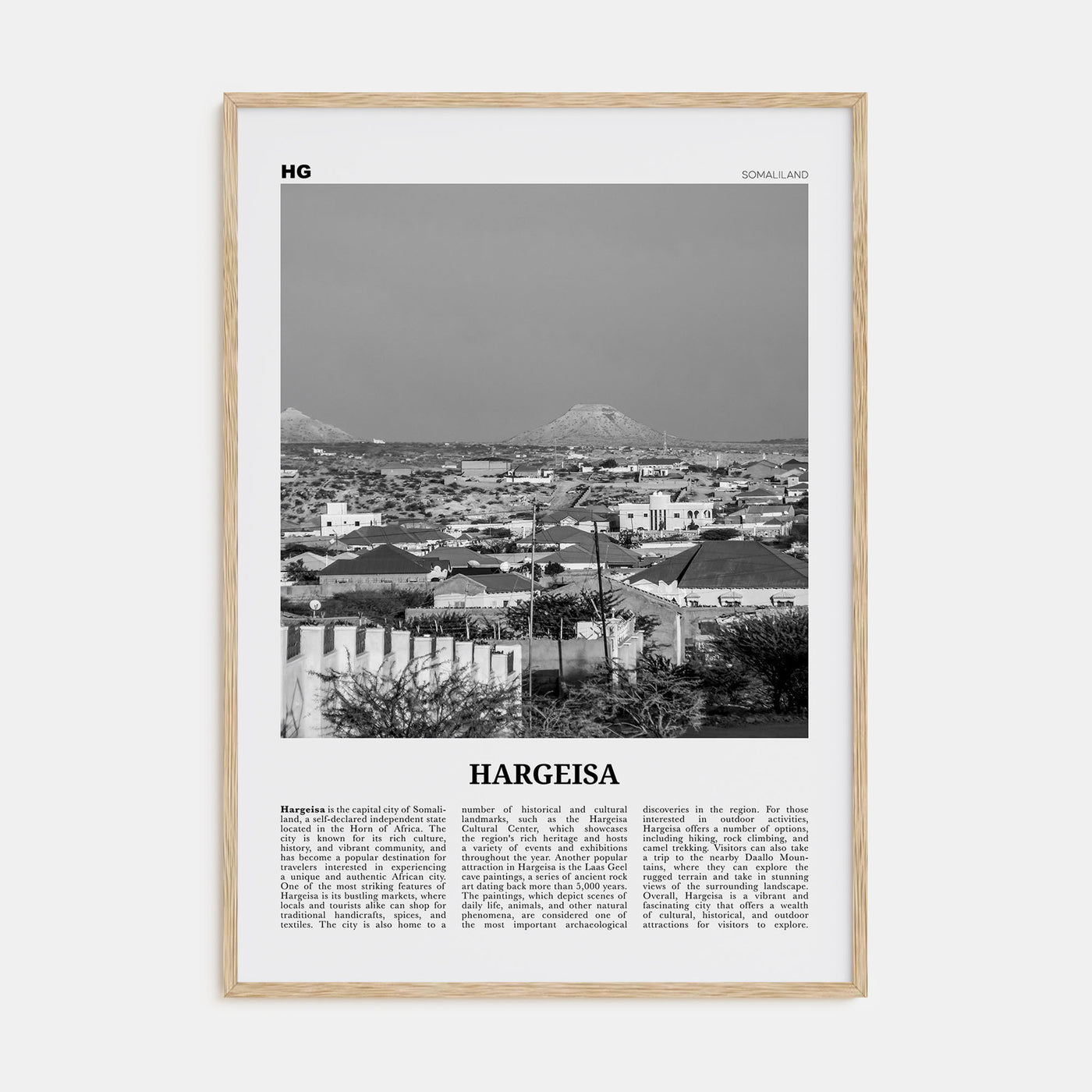 Hargeisa Travel B&W Poster