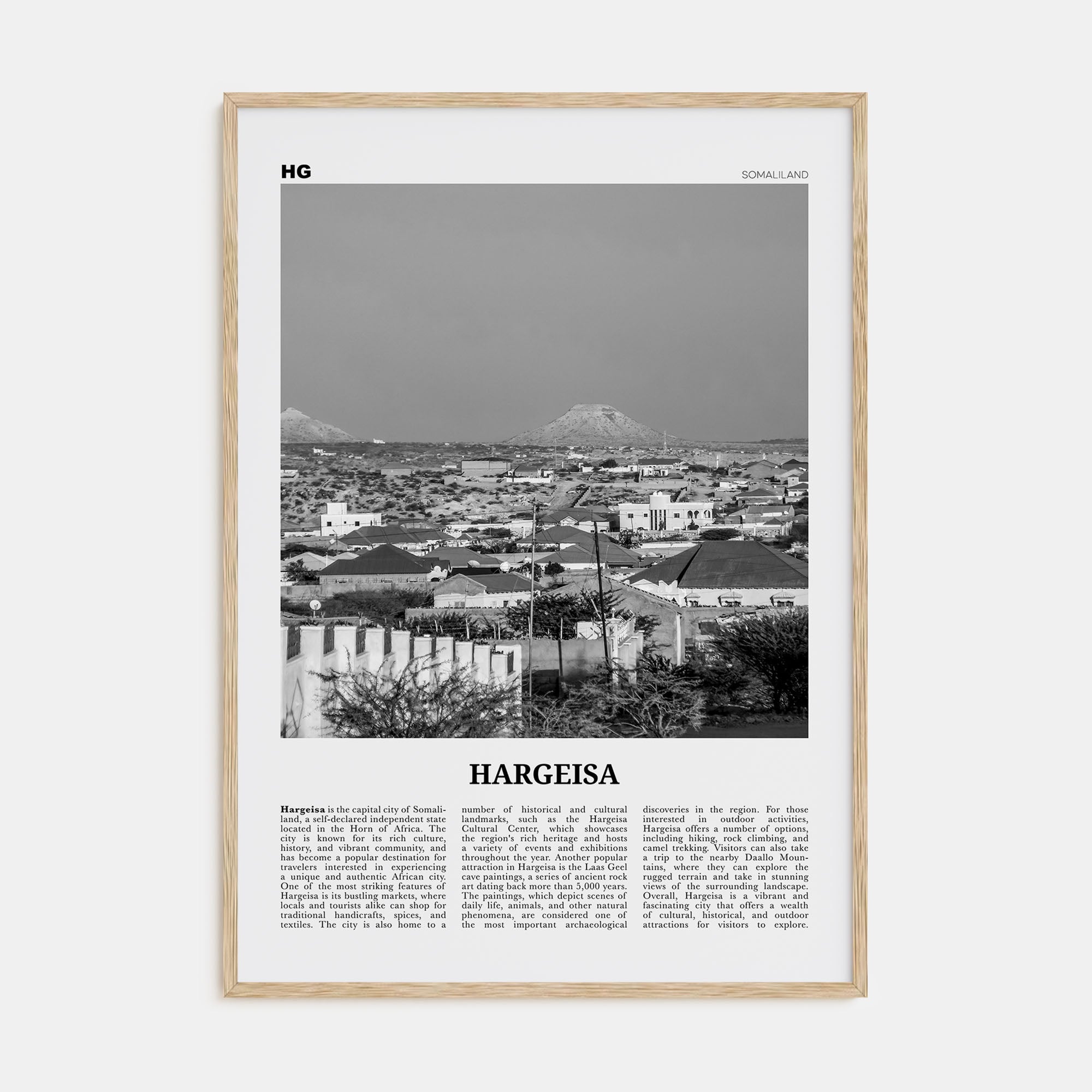 Hargeisa Travel B&W Poster