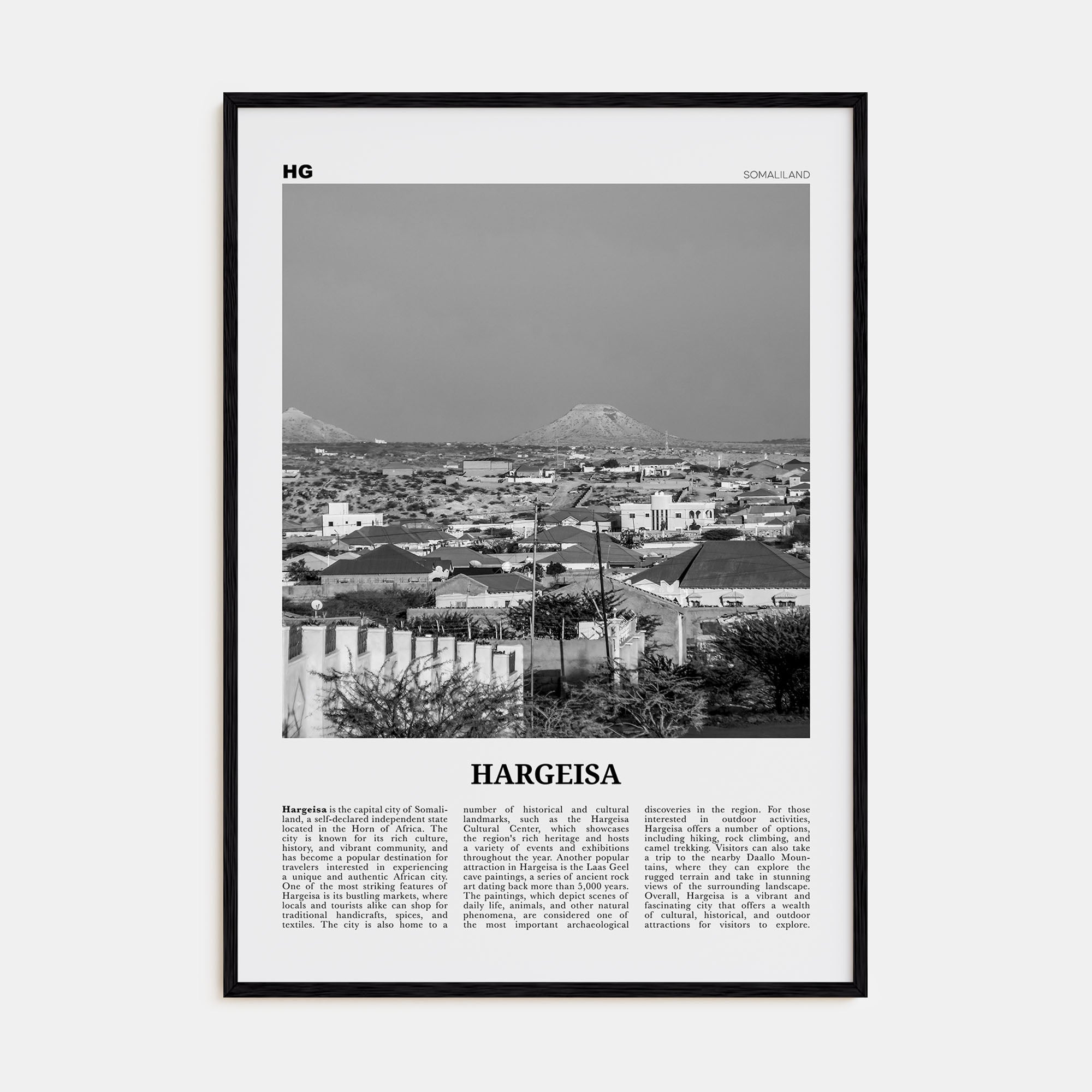 Hargeisa Travel B&W Poster