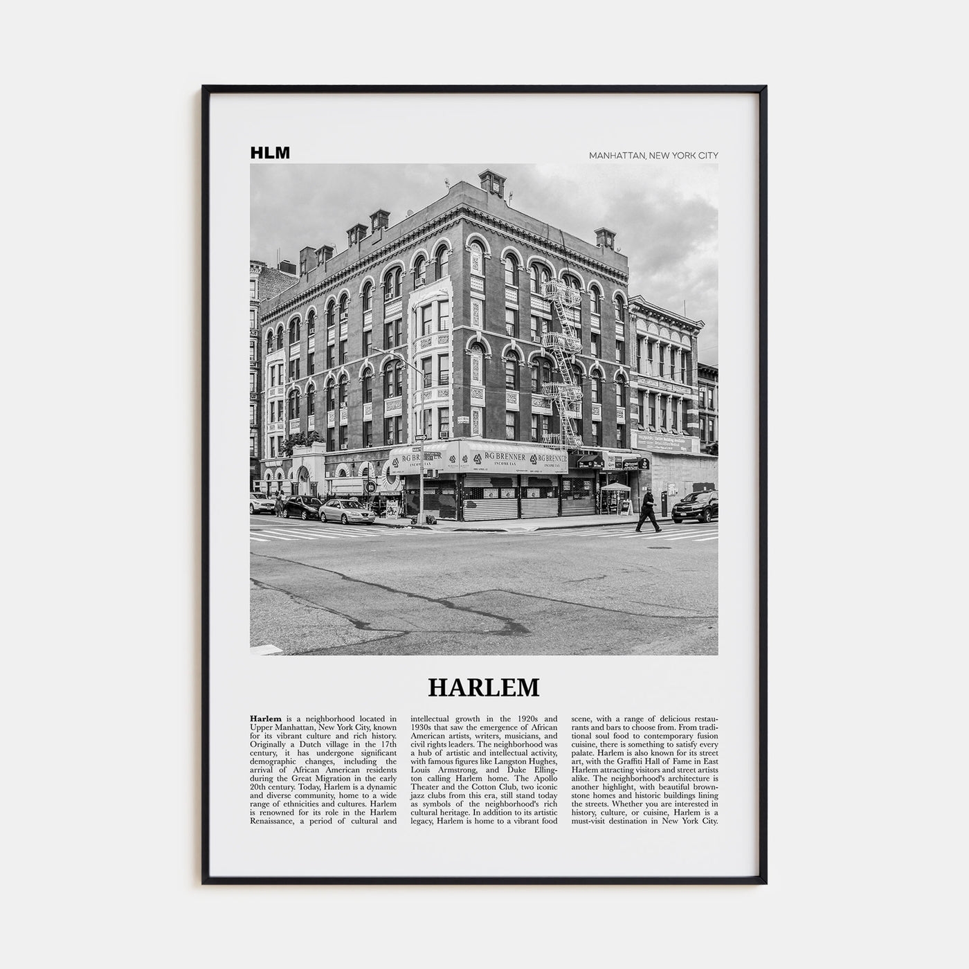 Harlem Travel B&W Poster