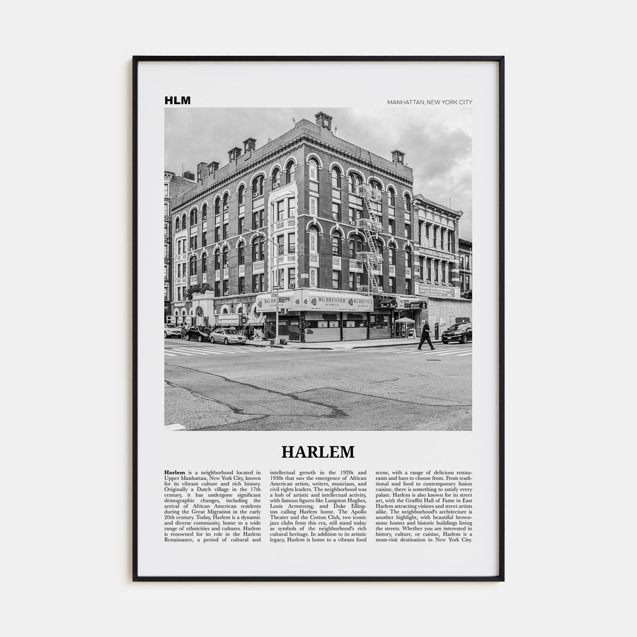 Harlem Travel B&W Poster
