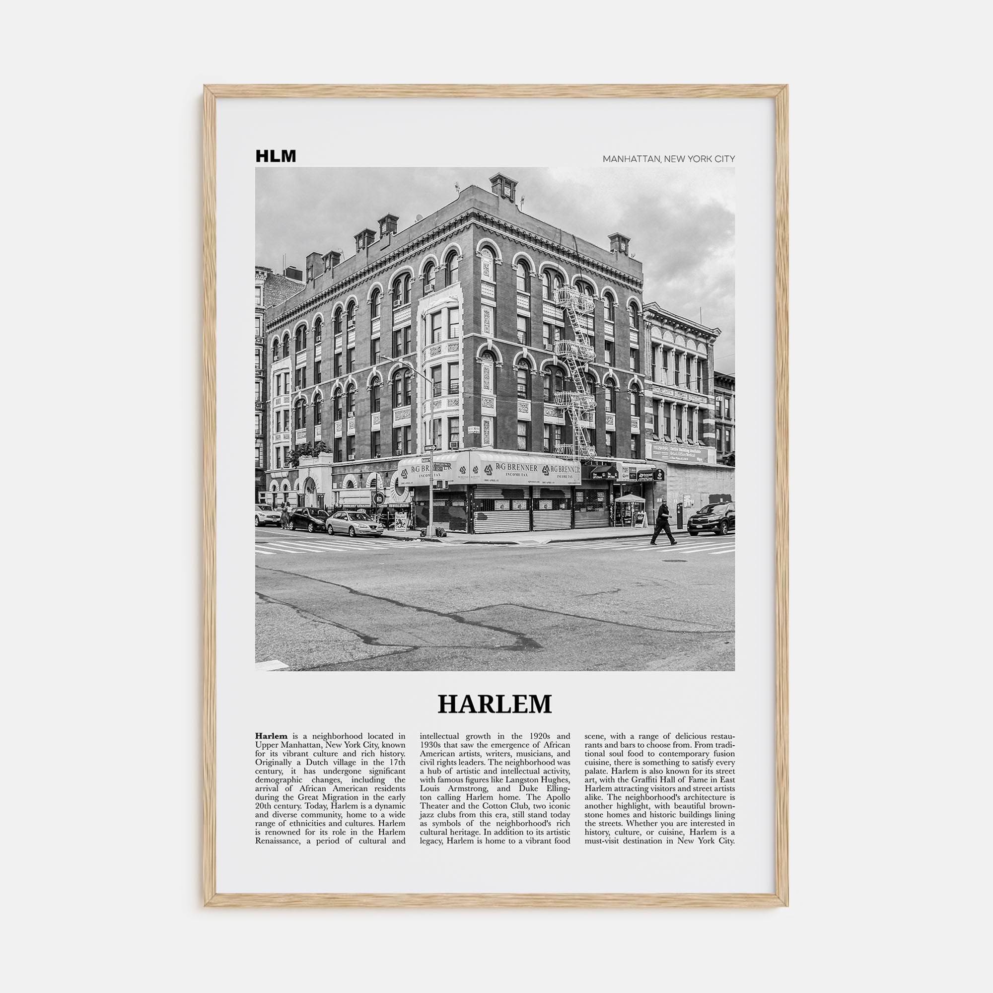 Harlem Travel B&W Poster