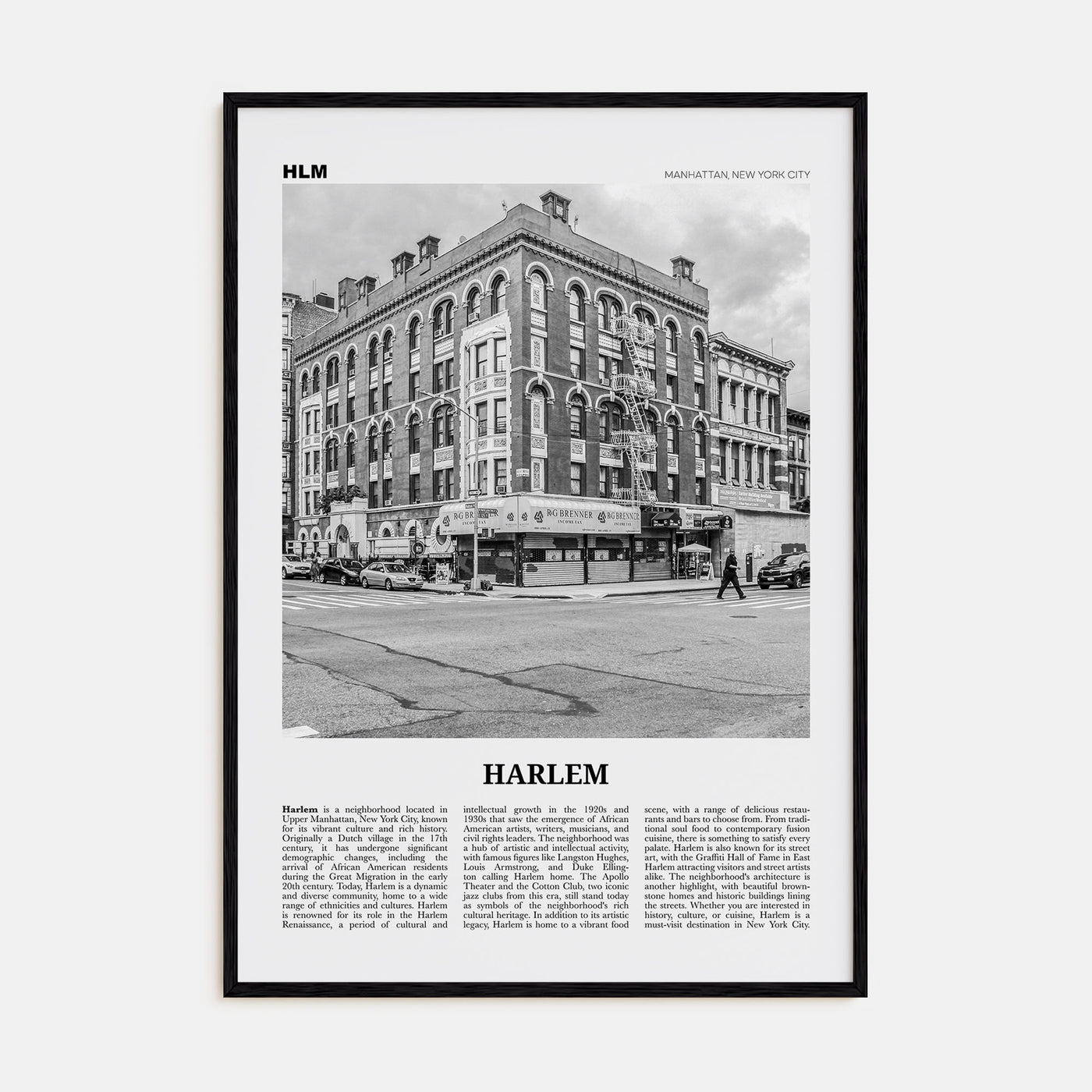 Harlem Travel B&W Poster
