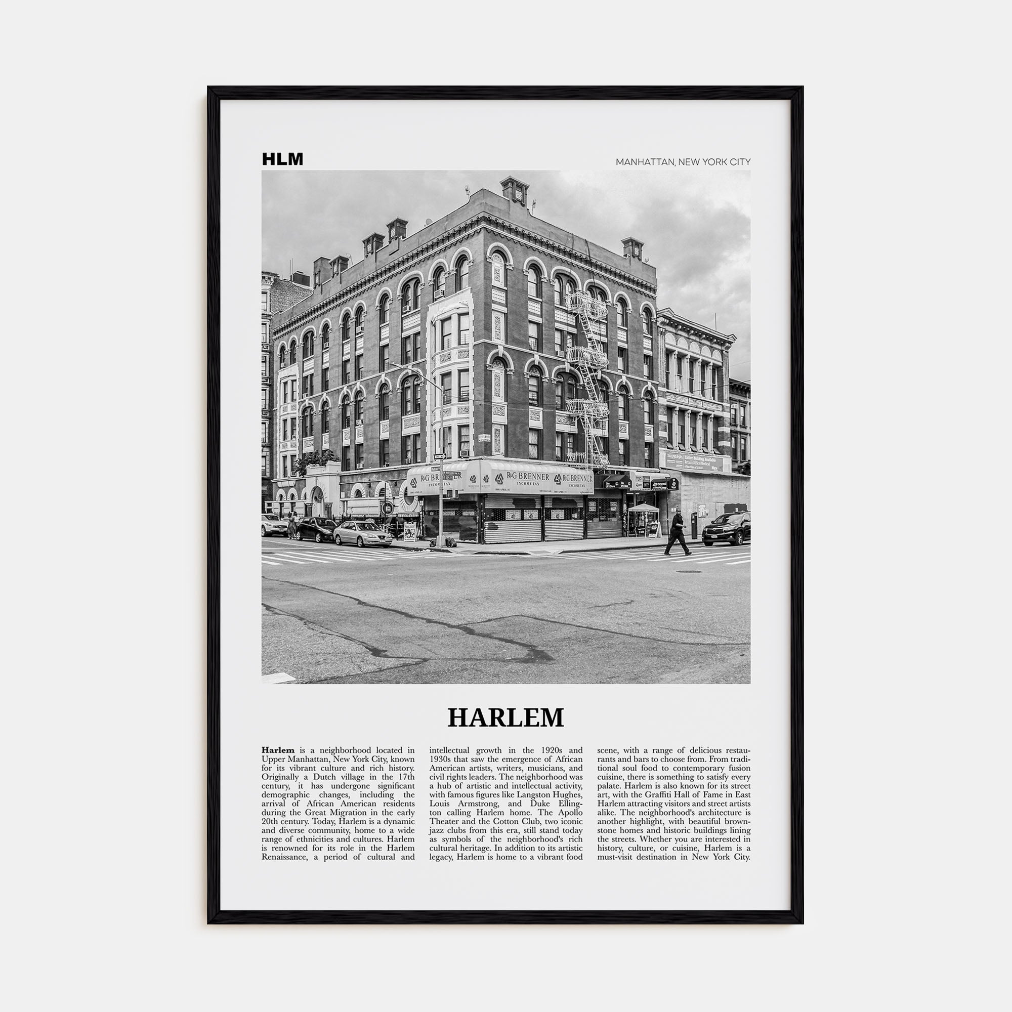 Harlem Travel B&W Poster