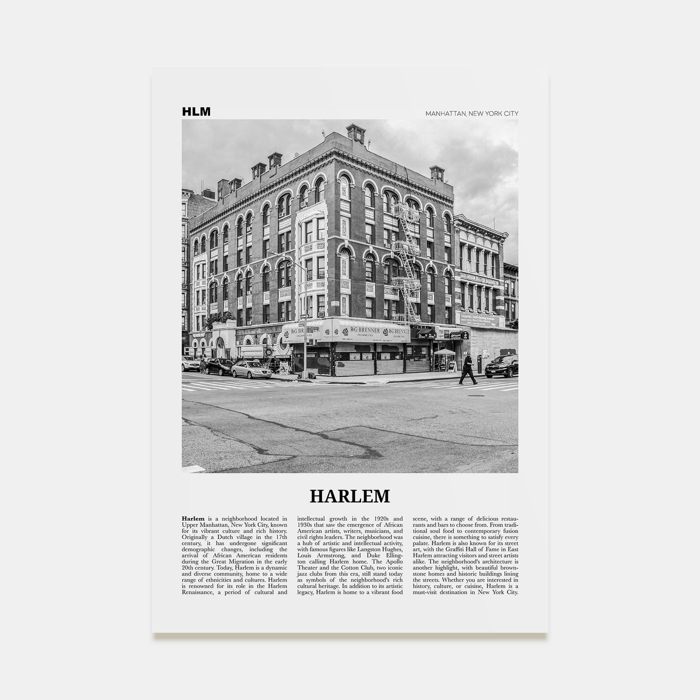 Harlem Travel B&W Poster