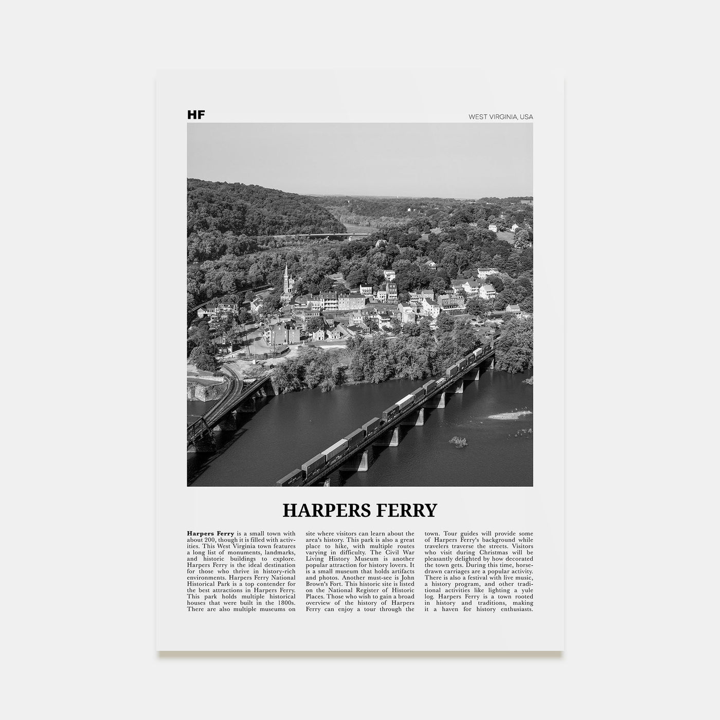 Harpers Ferry Travel B&W Poster
