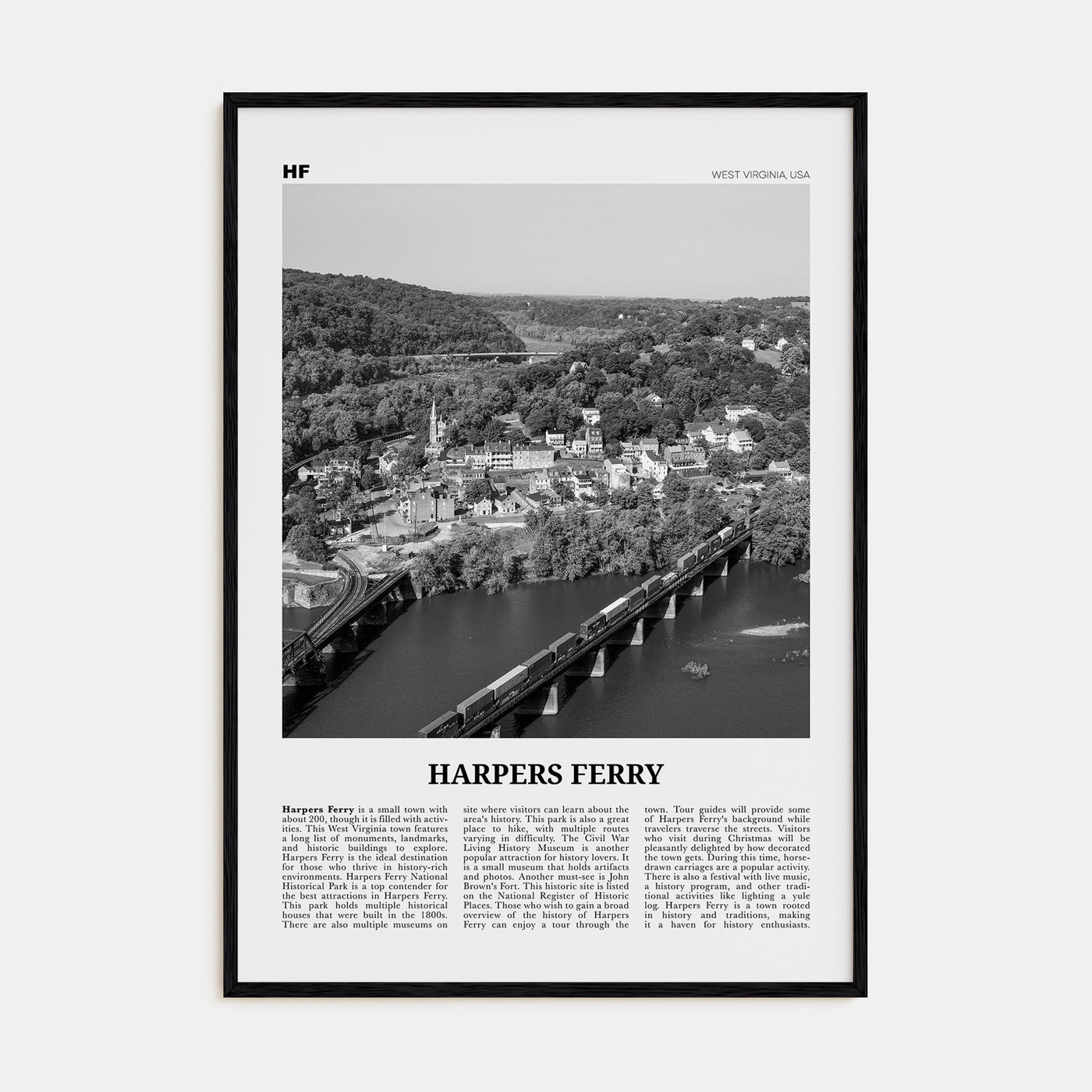 Harpers Ferry Travel B&W Poster