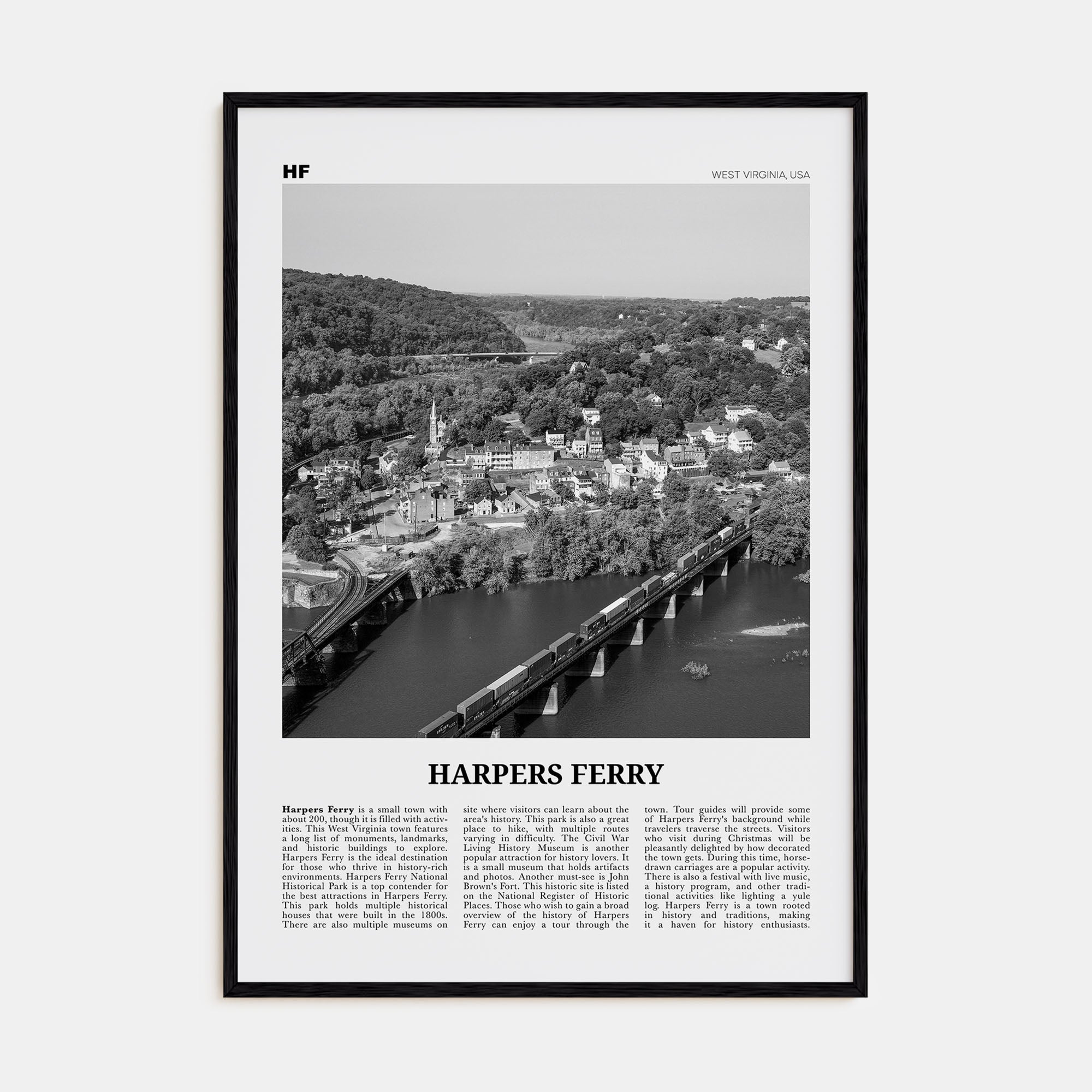 Harpers Ferry Travel B&W Poster