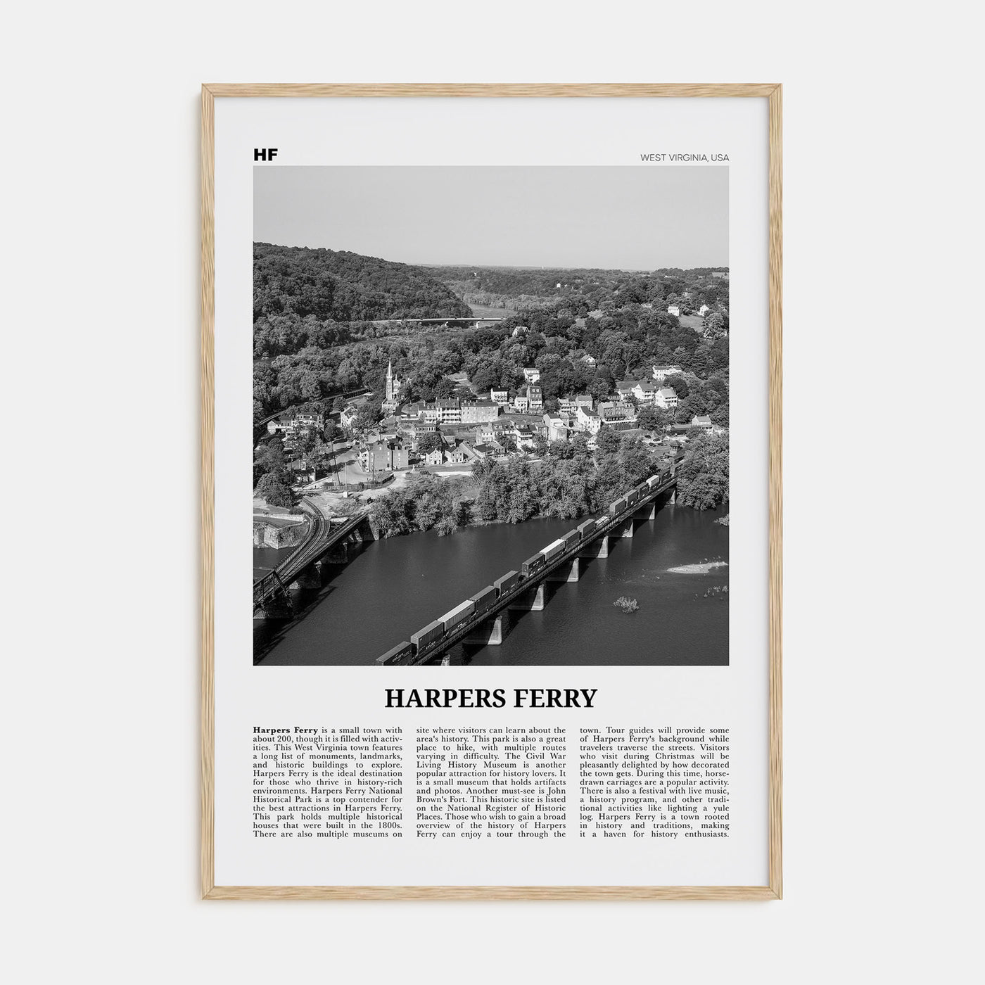 Harpers Ferry Travel B&W Poster