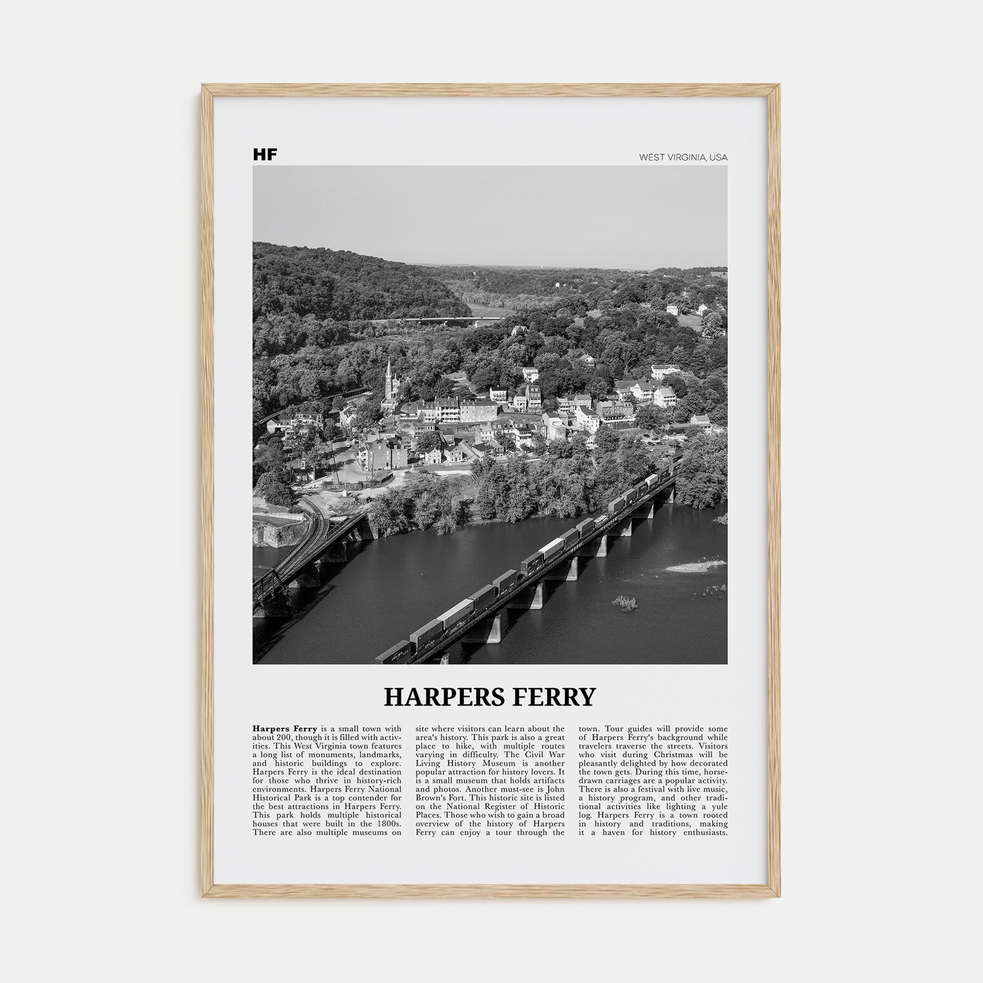 Harpers Ferry Travel B&W Poster