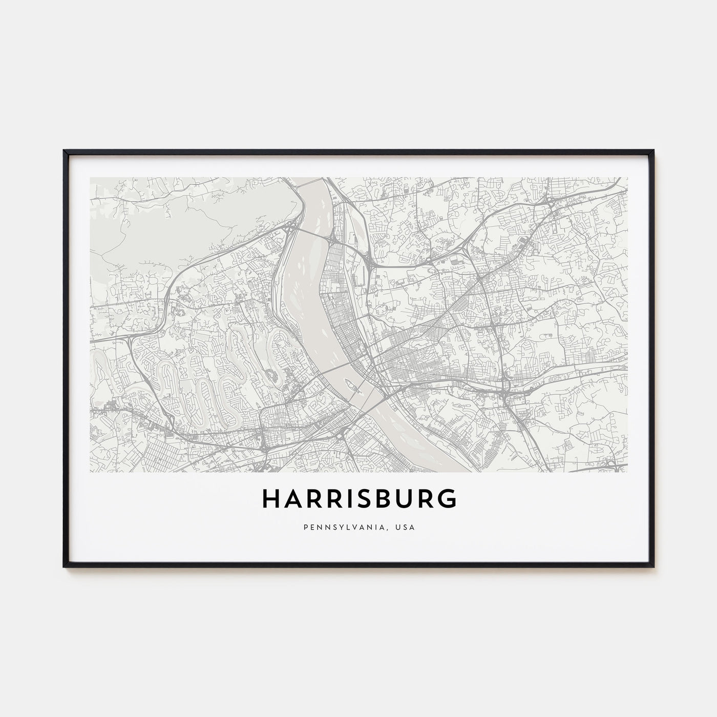 Harrisburg Map Landscape Poster