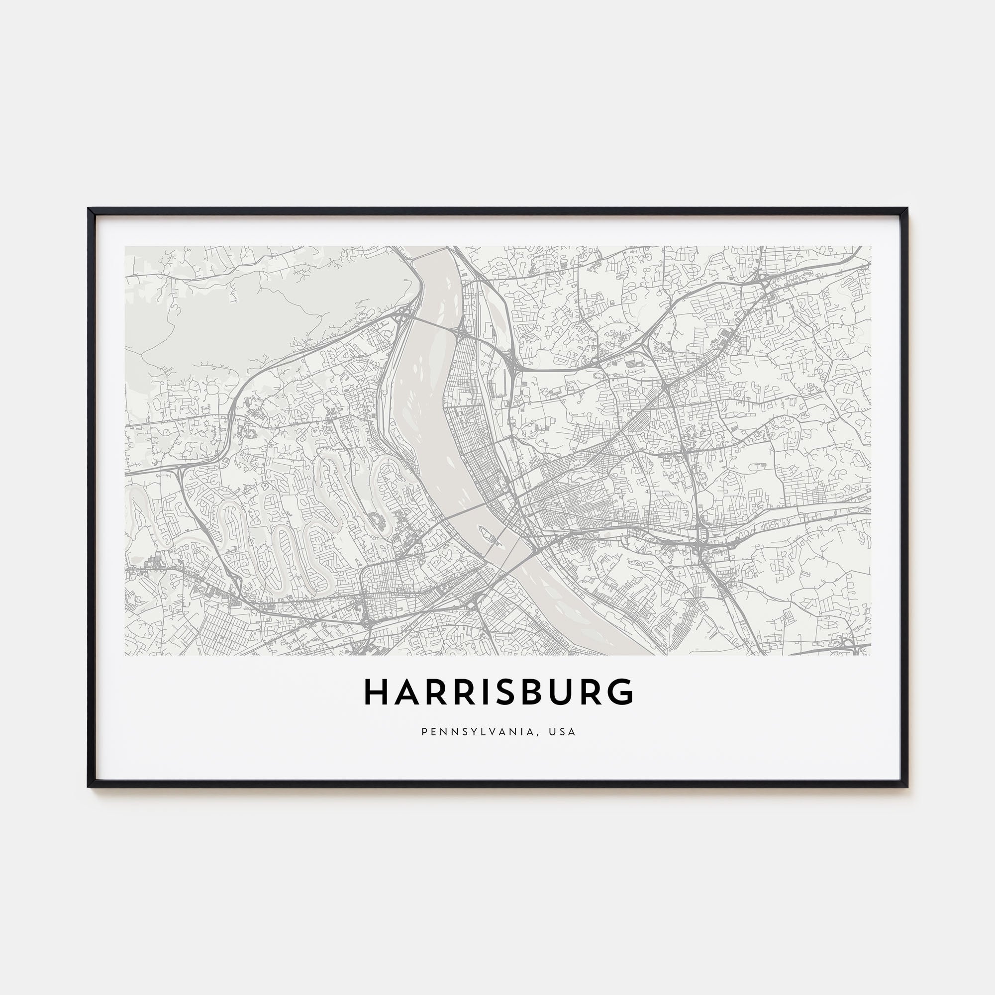Harrisburg Map Landscape Poster