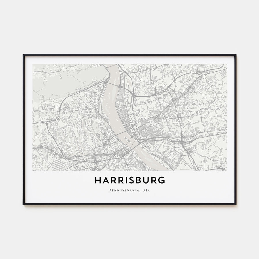 Harrisburg Map Landscape Poster