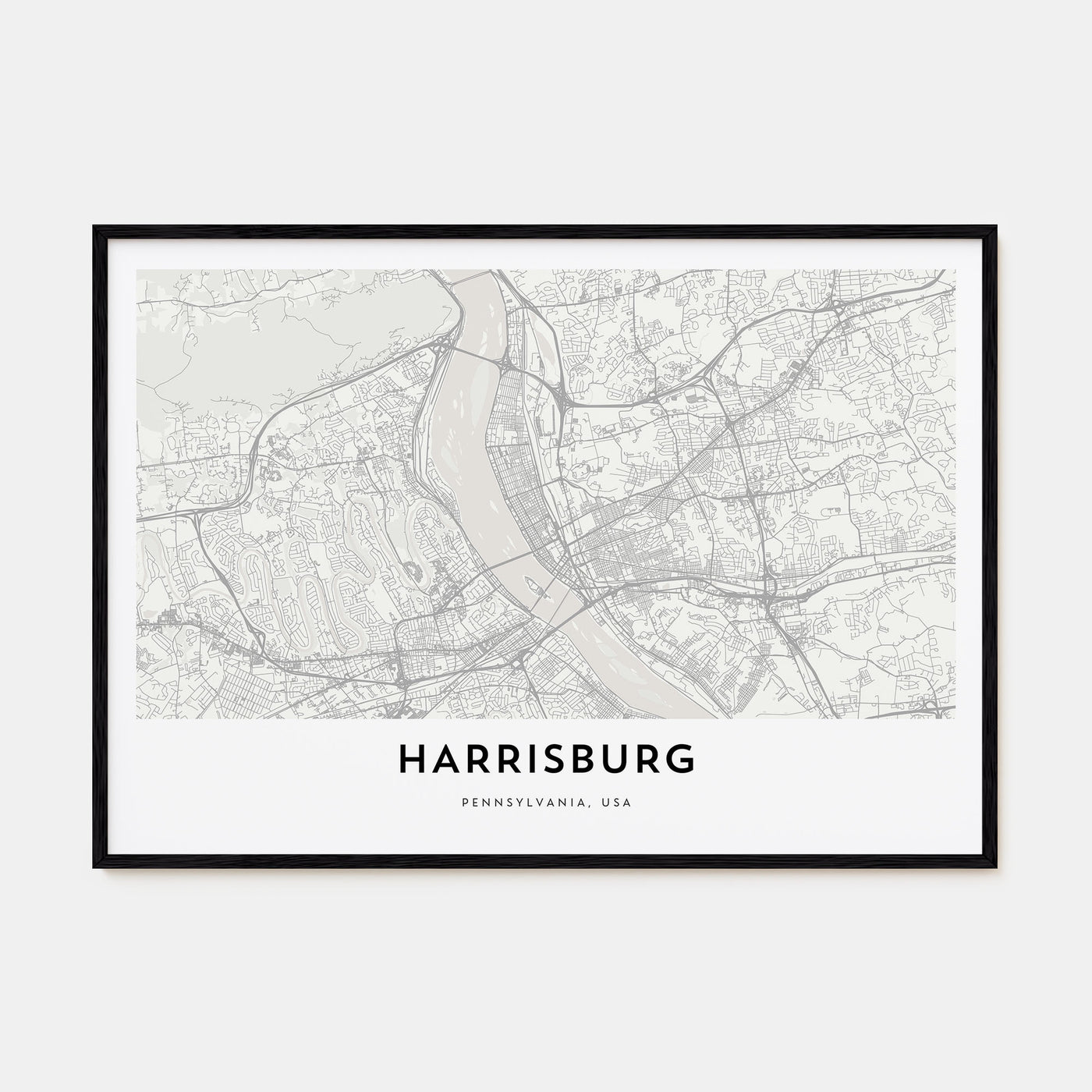 Harrisburg Map Landscape Poster