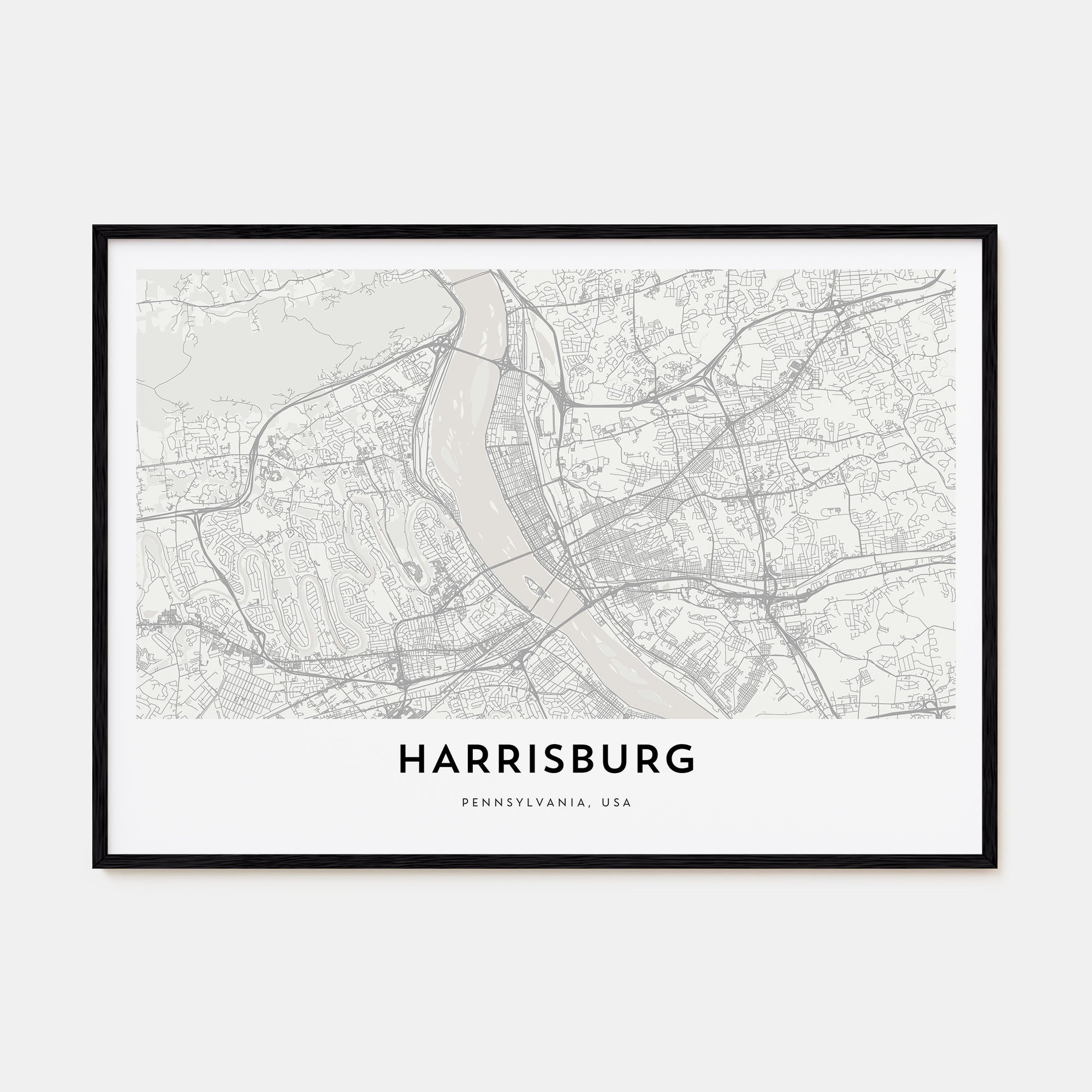 Harrisburg Map Landscape Poster