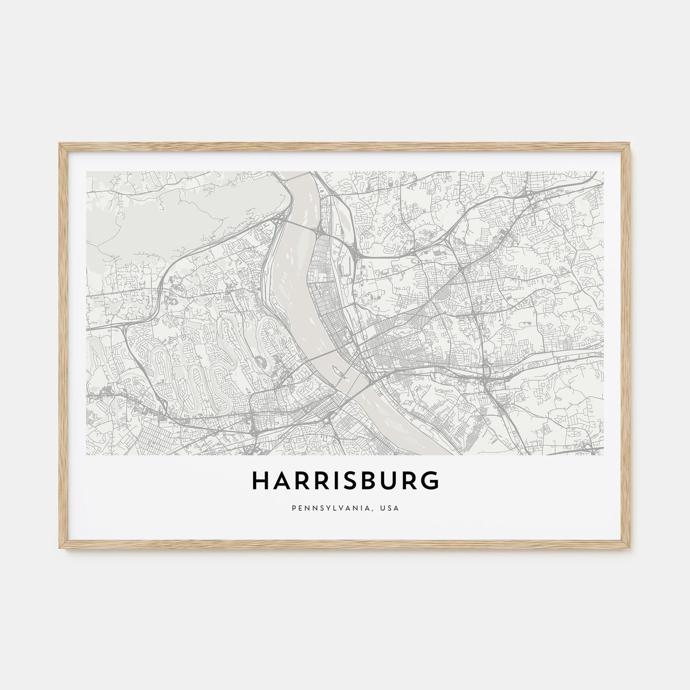Harrisburg Map Landscape Poster