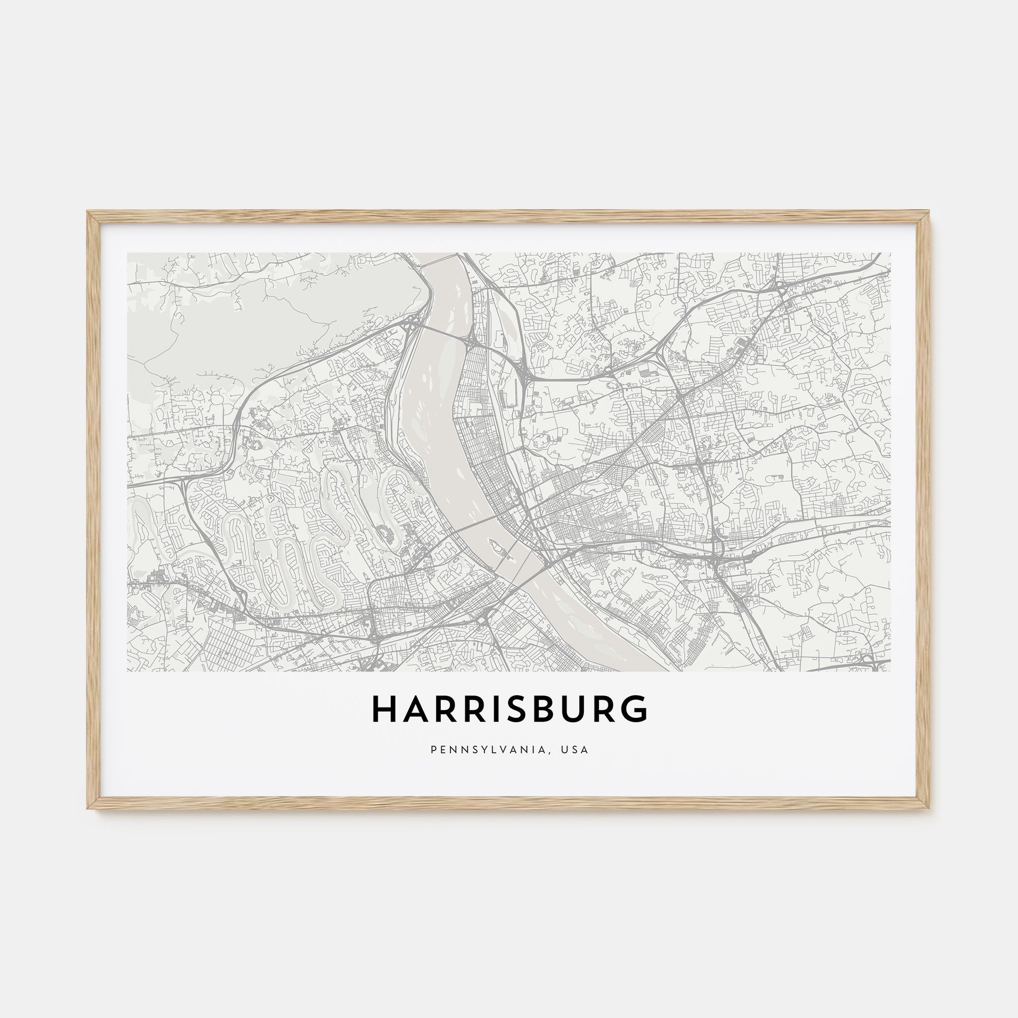 Harrisburg Map Landscape Poster