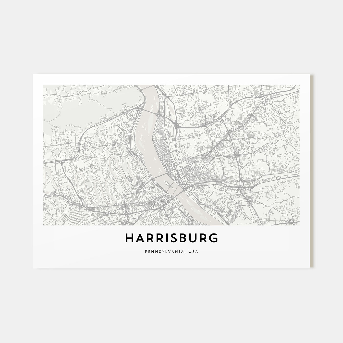 Harrisburg Map Landscape Poster