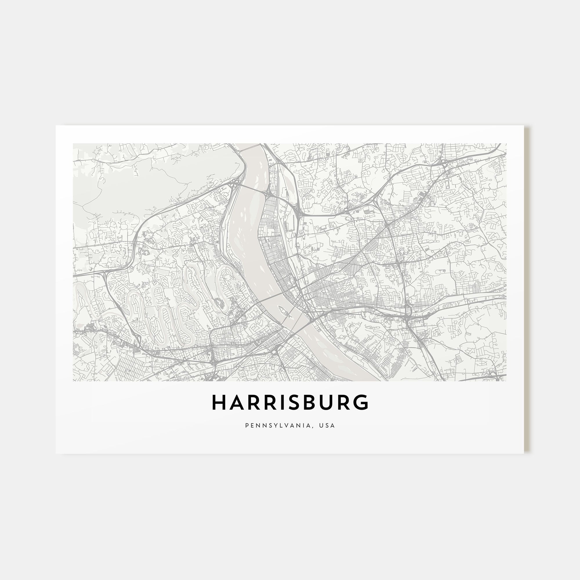 Harrisburg Map Landscape Poster