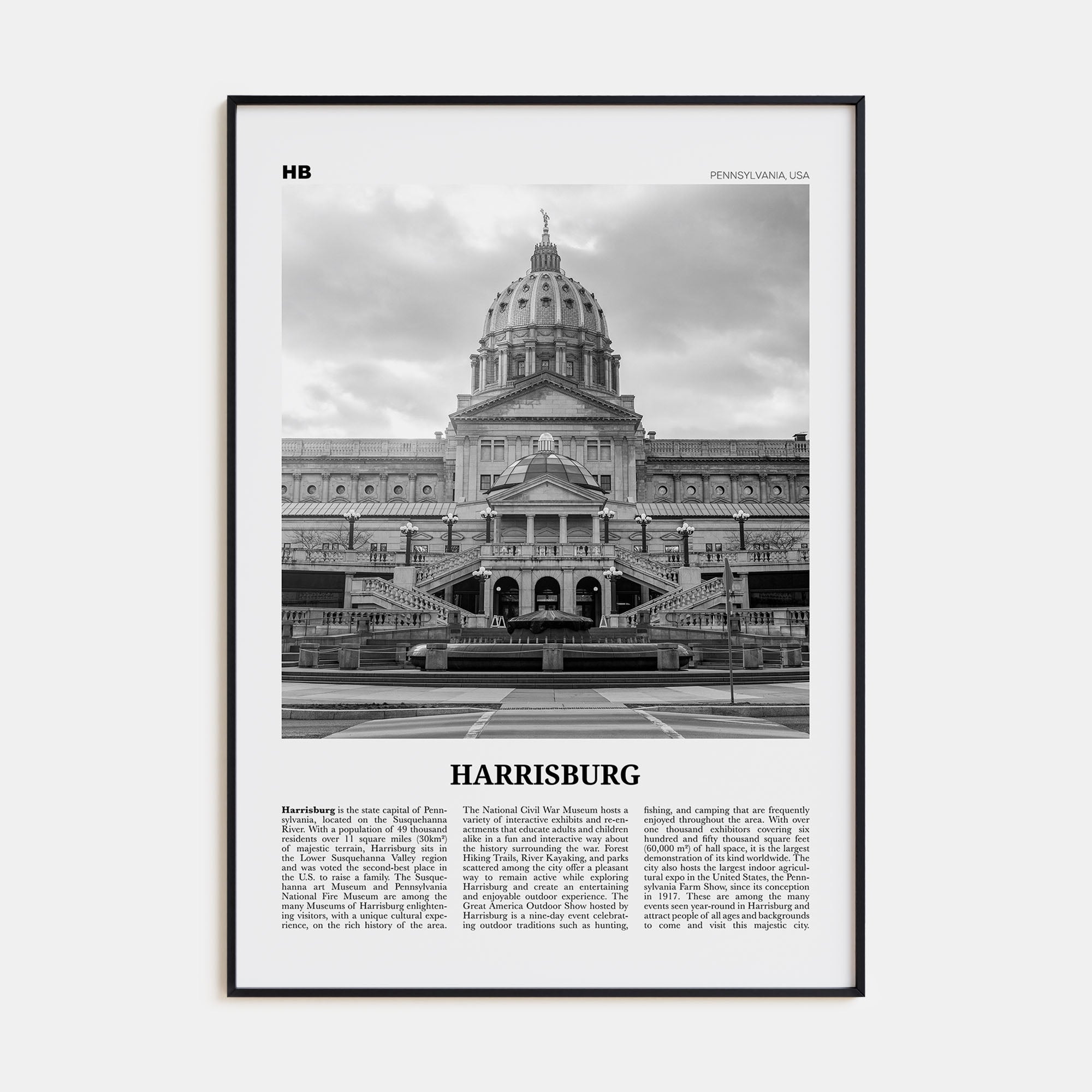 Harrisburg Travel B&W Poster