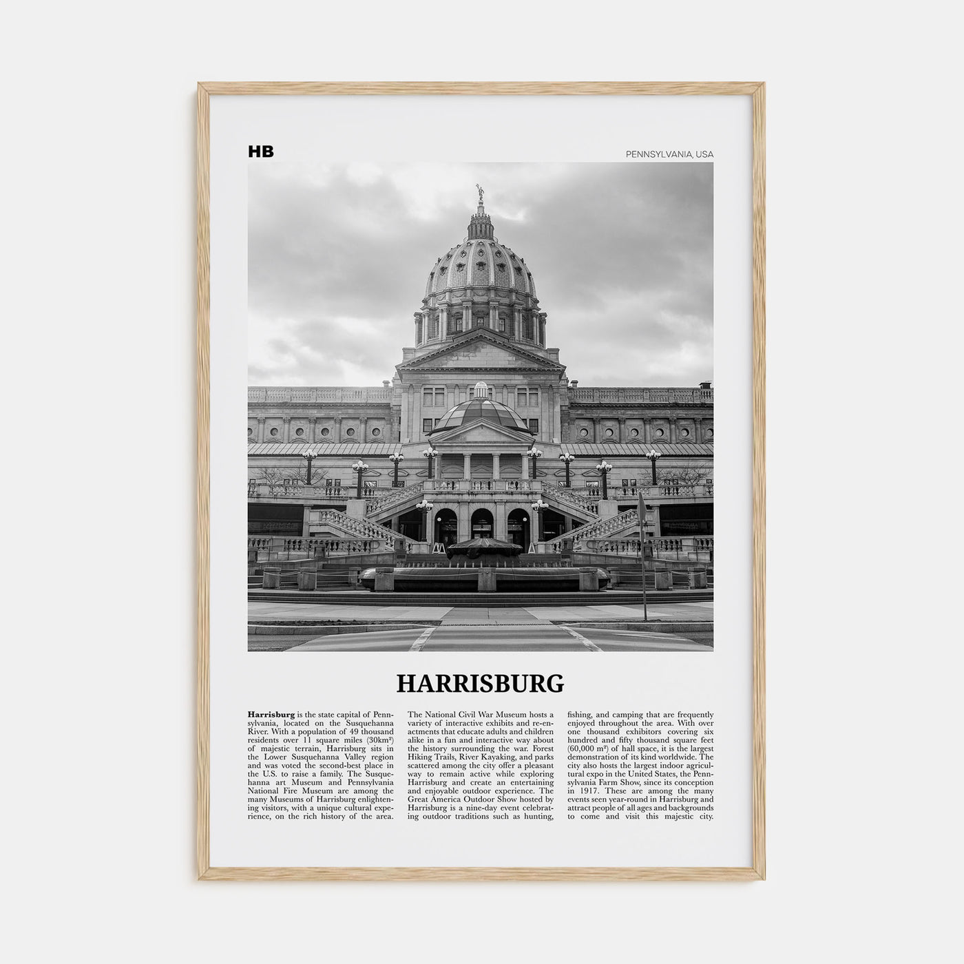 Harrisburg Travel B&W Poster
