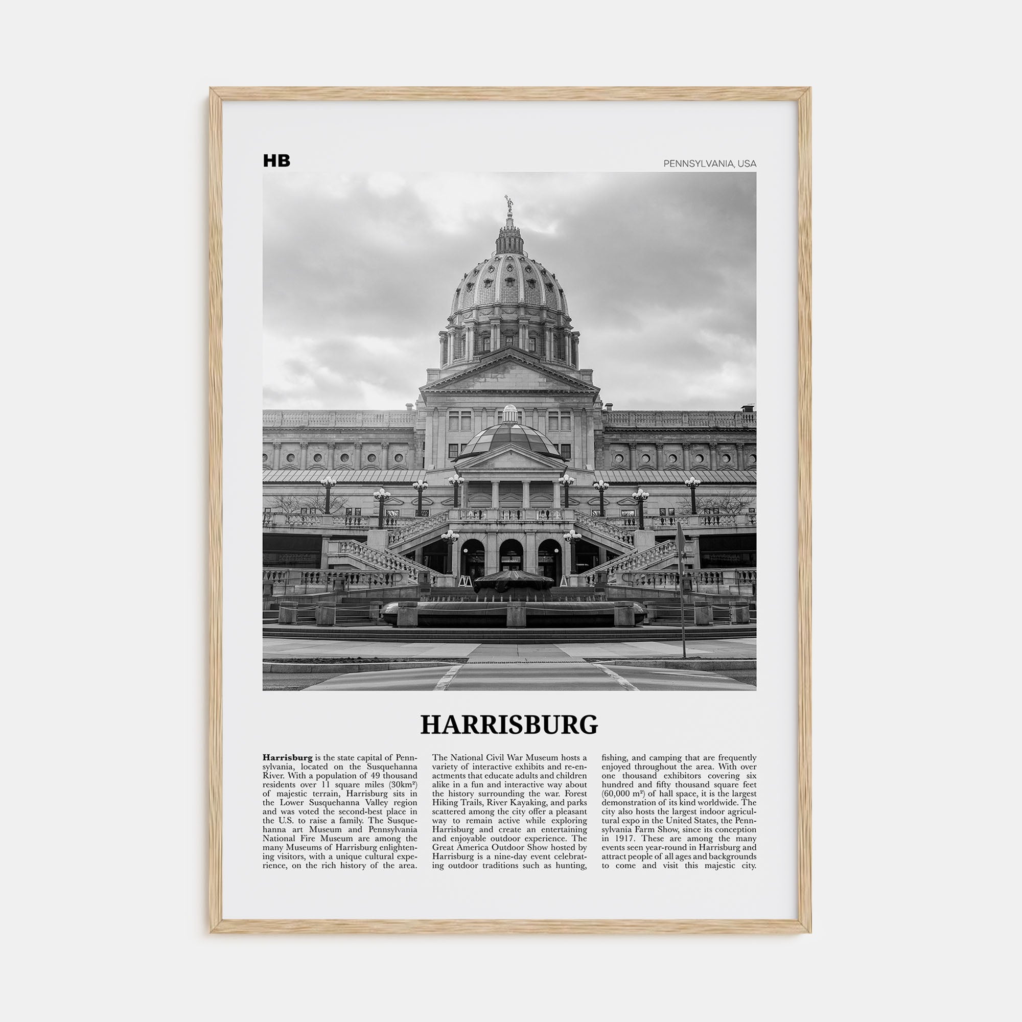 Harrisburg Travel B&W Poster