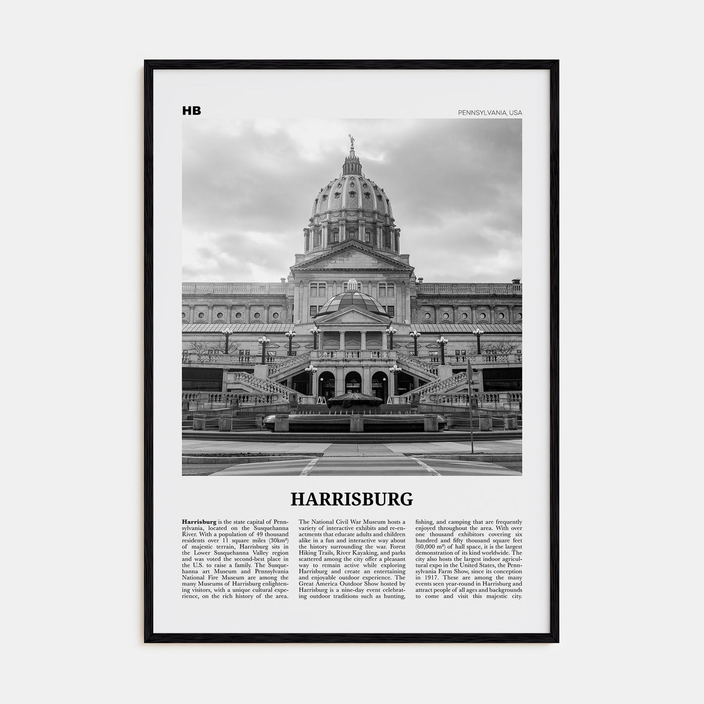 Harrisburg Travel B&W Poster